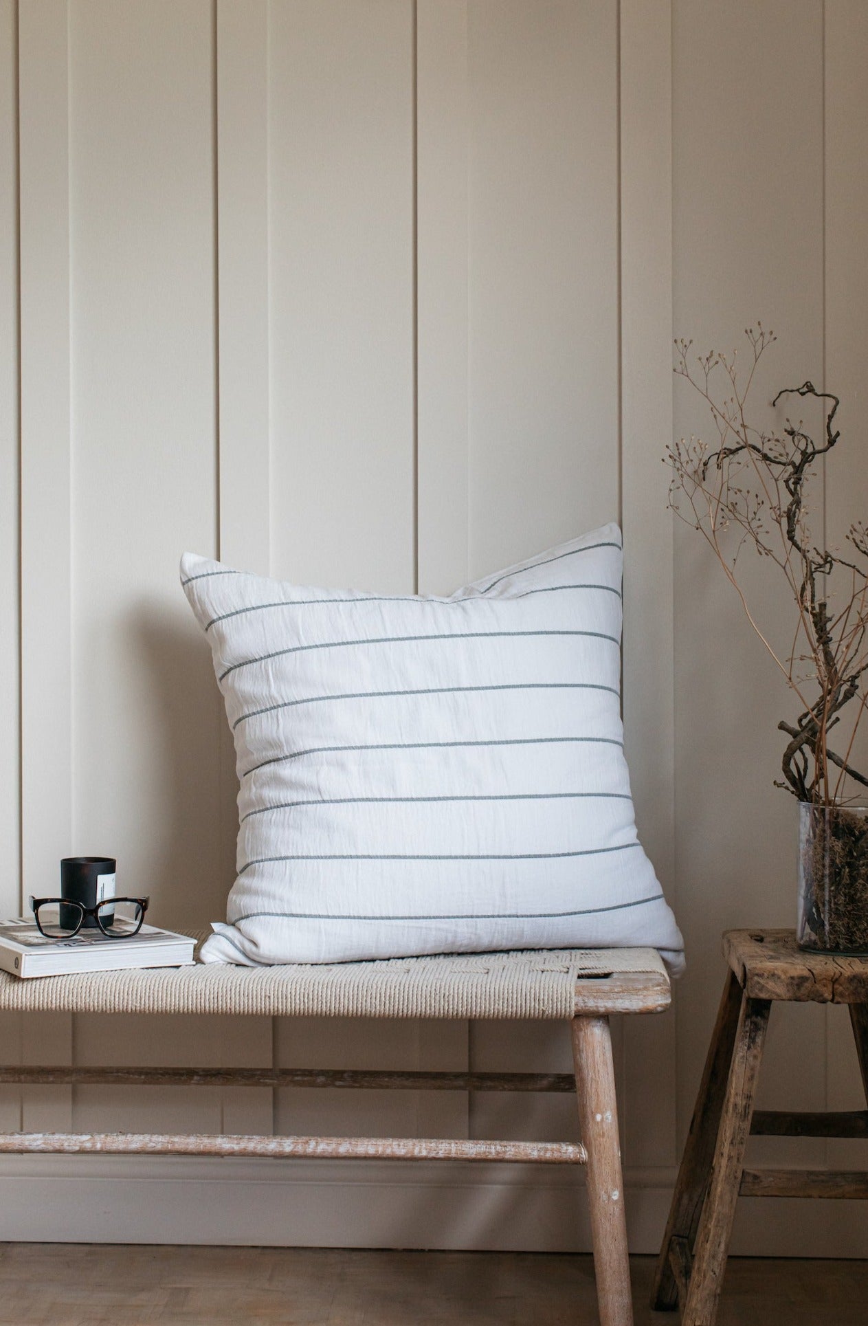 Hand Painted Breton Stripe Soap Dish - Taupe home decor piece curated by Parkminster Living
