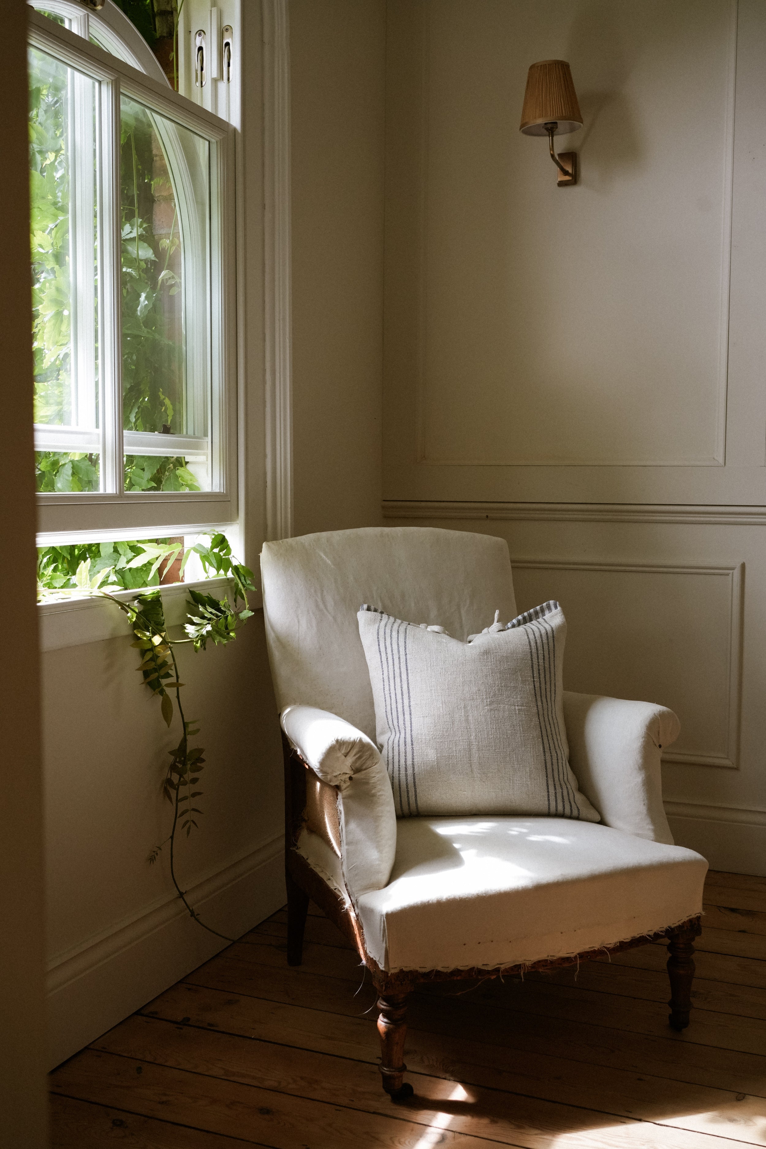 The Rustic Stripe Ruffle Cushion - Denim home decor piece curated by Parkminster Living