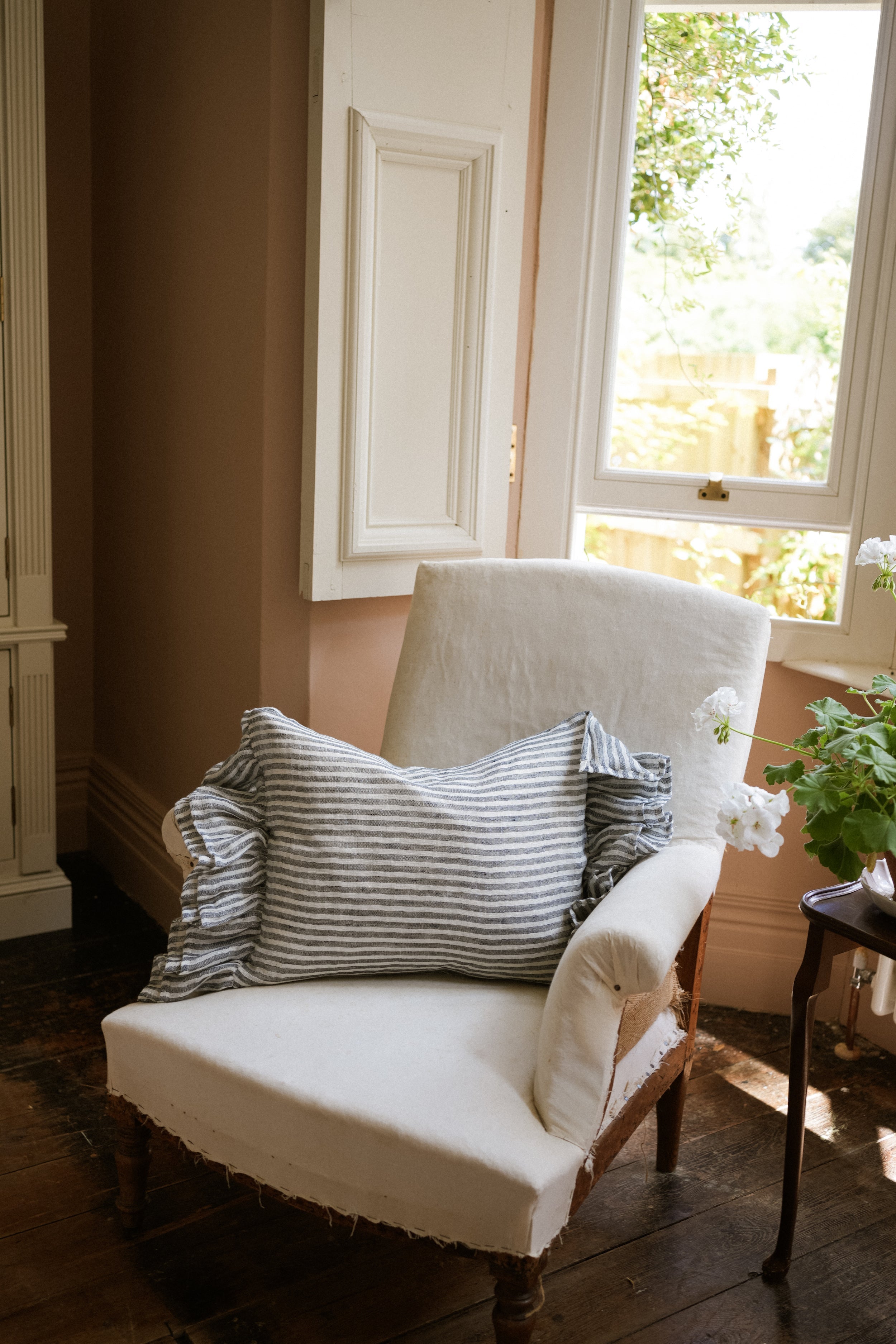 The Salcombe Frill Ruffle Cushion 40x50cm Blue curated home decor piece by Parkminster Living