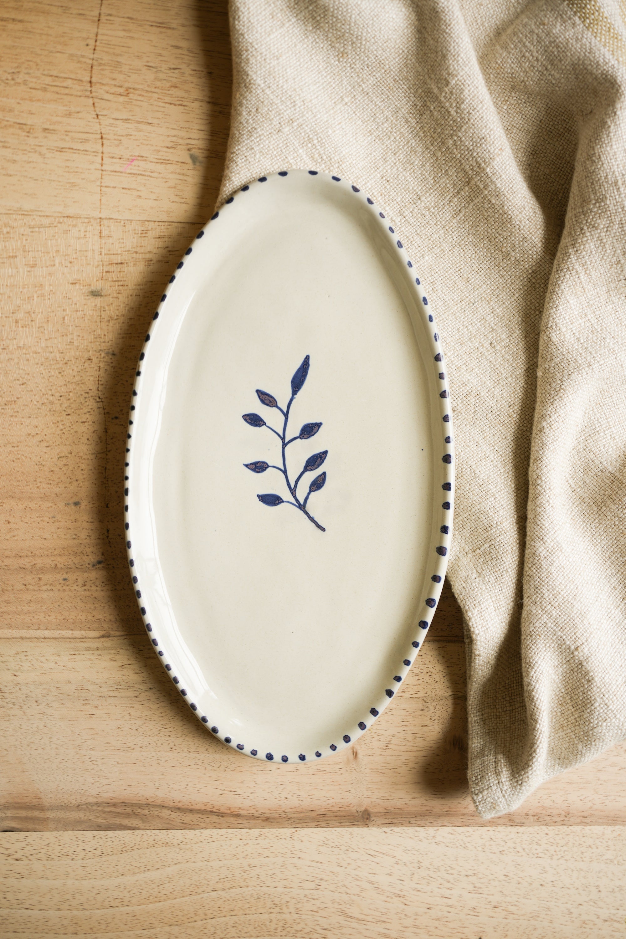 Hand Painted Botanic Oval Plate - Ink curated home decor piece by Parkminster Living