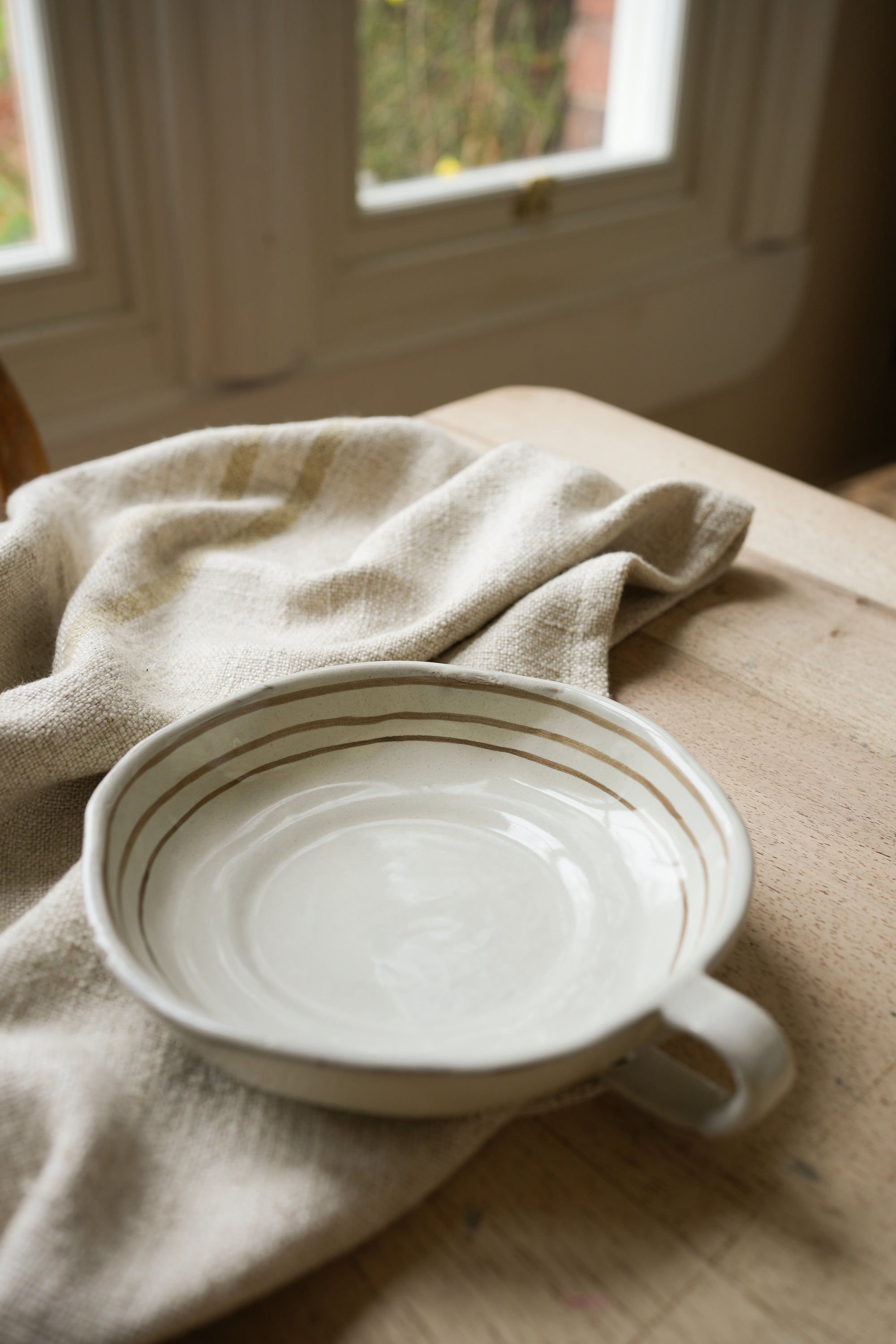 Hand Painted Breton Stripe Dish - Taupe curated home decor piece by Parkminster Living