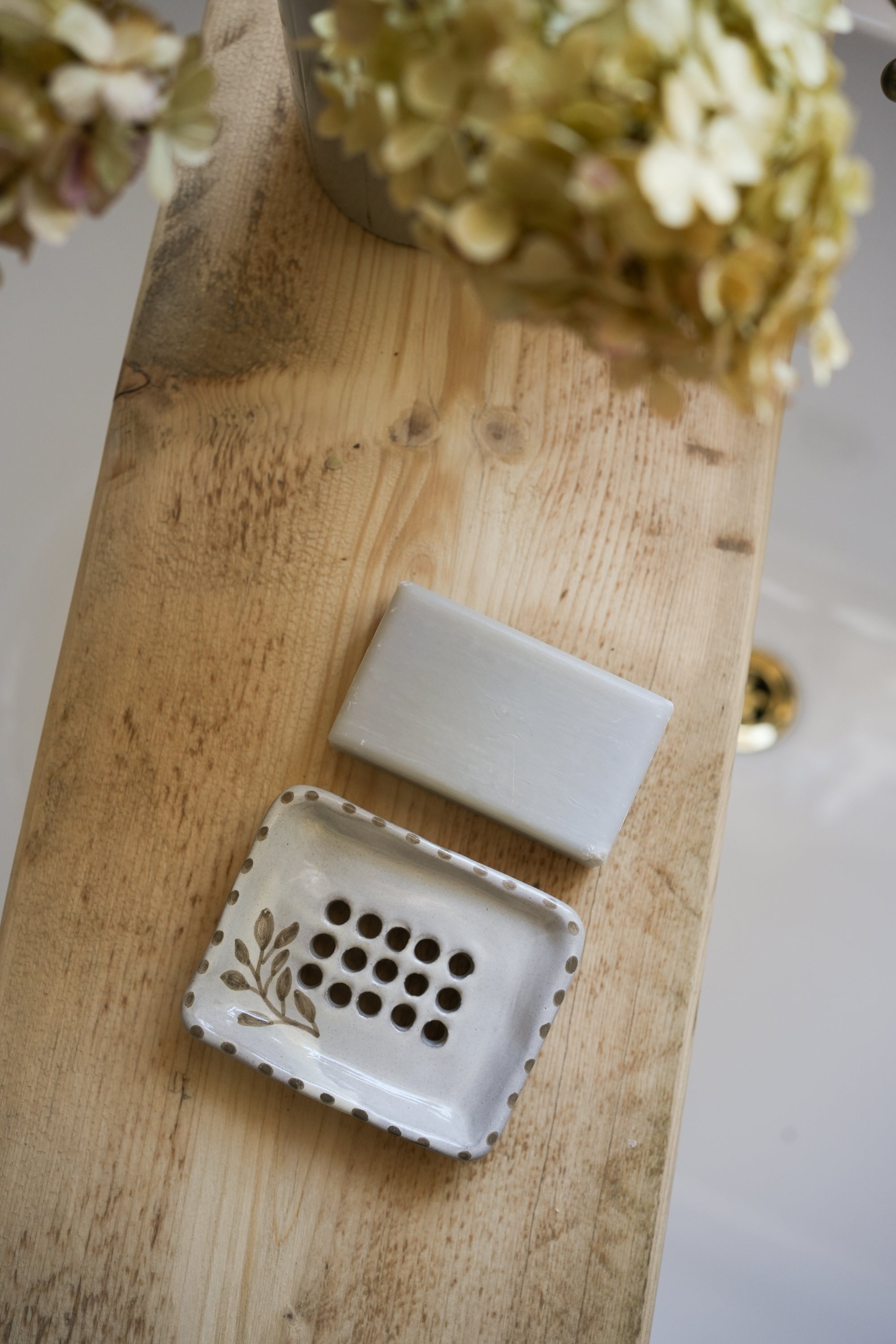 Hand Painted Botanic Soap Dish - Taupe curated home decor piece by Parkminster Living