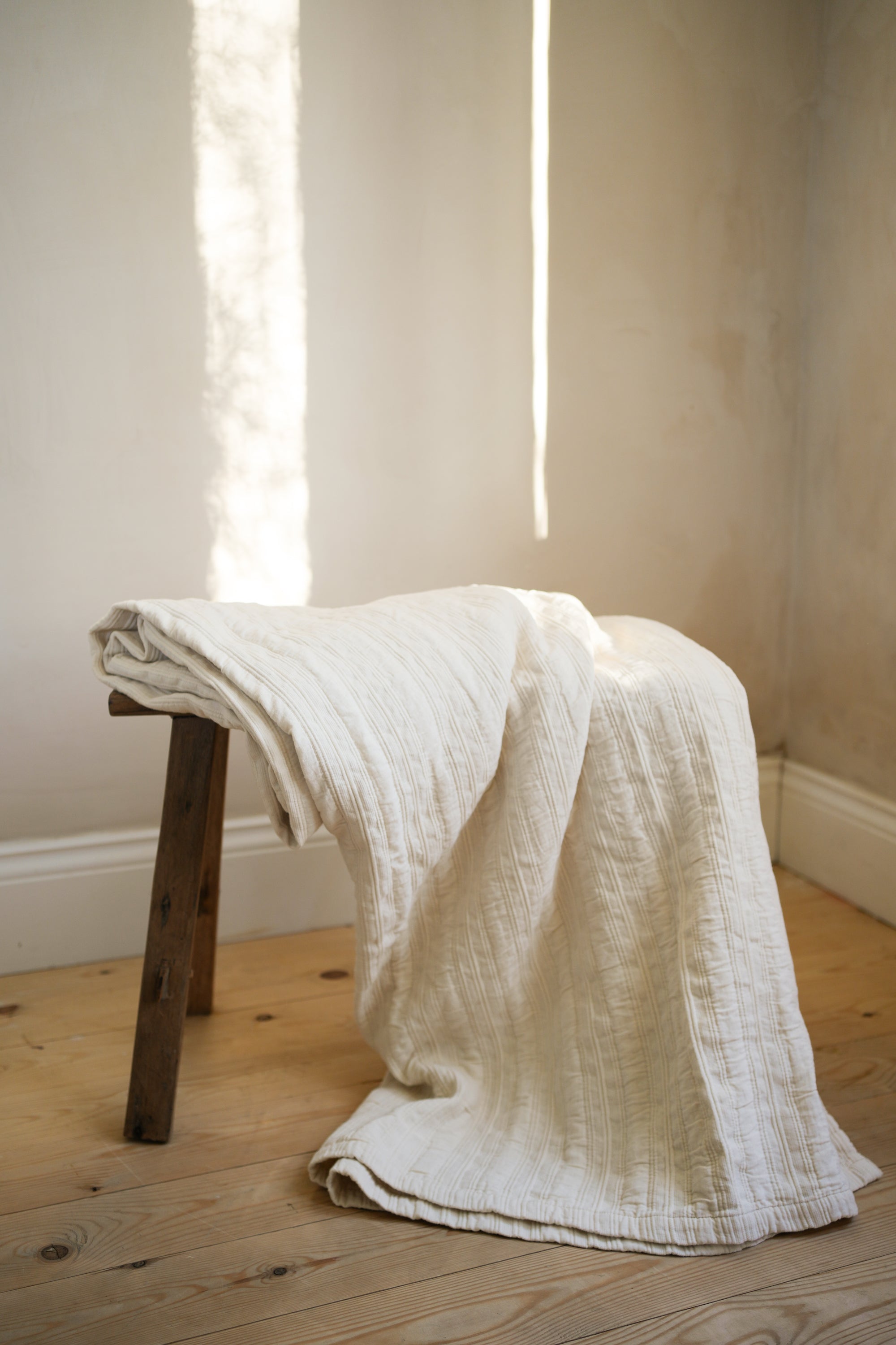 The Somerset Stripe Matelasse Bedspread 220x230 Buttermilk curated home decor piece by Parkminster Living