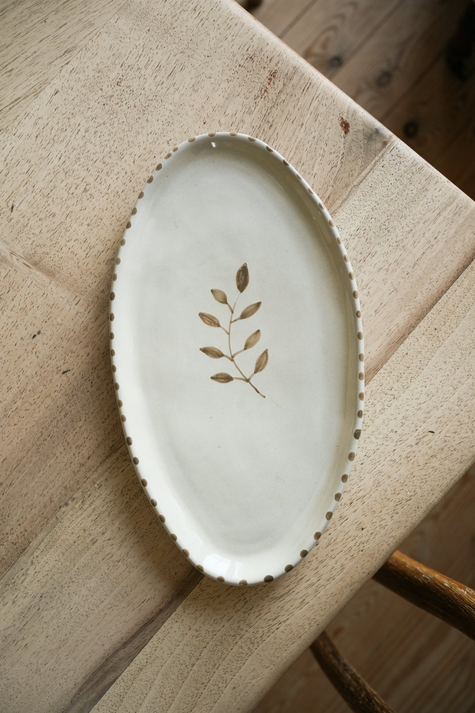 Hand Painted Botanic Oval Plate - Taupe curated home decor piece by Parkminster Living
