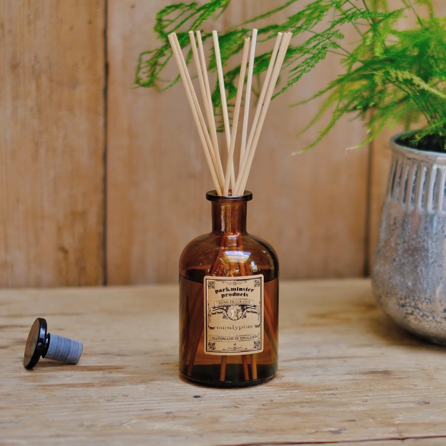 Experience the pure and refreshing scent of the Eucalyptus Reed Diffuser from Parkminster, 200ml 100% essential oil, part of the Apothecary Collection, made in Cornwall