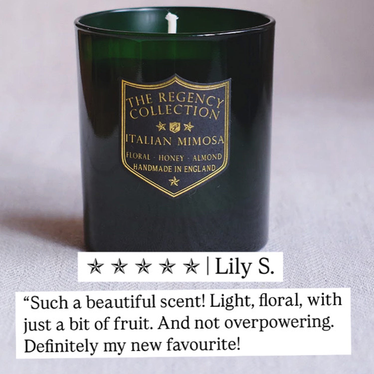 Parkminster Italian Mimosa Soy Wax Candle – A luxurious floral scent from the Regency Collection, handmade in England and 5-star rated.