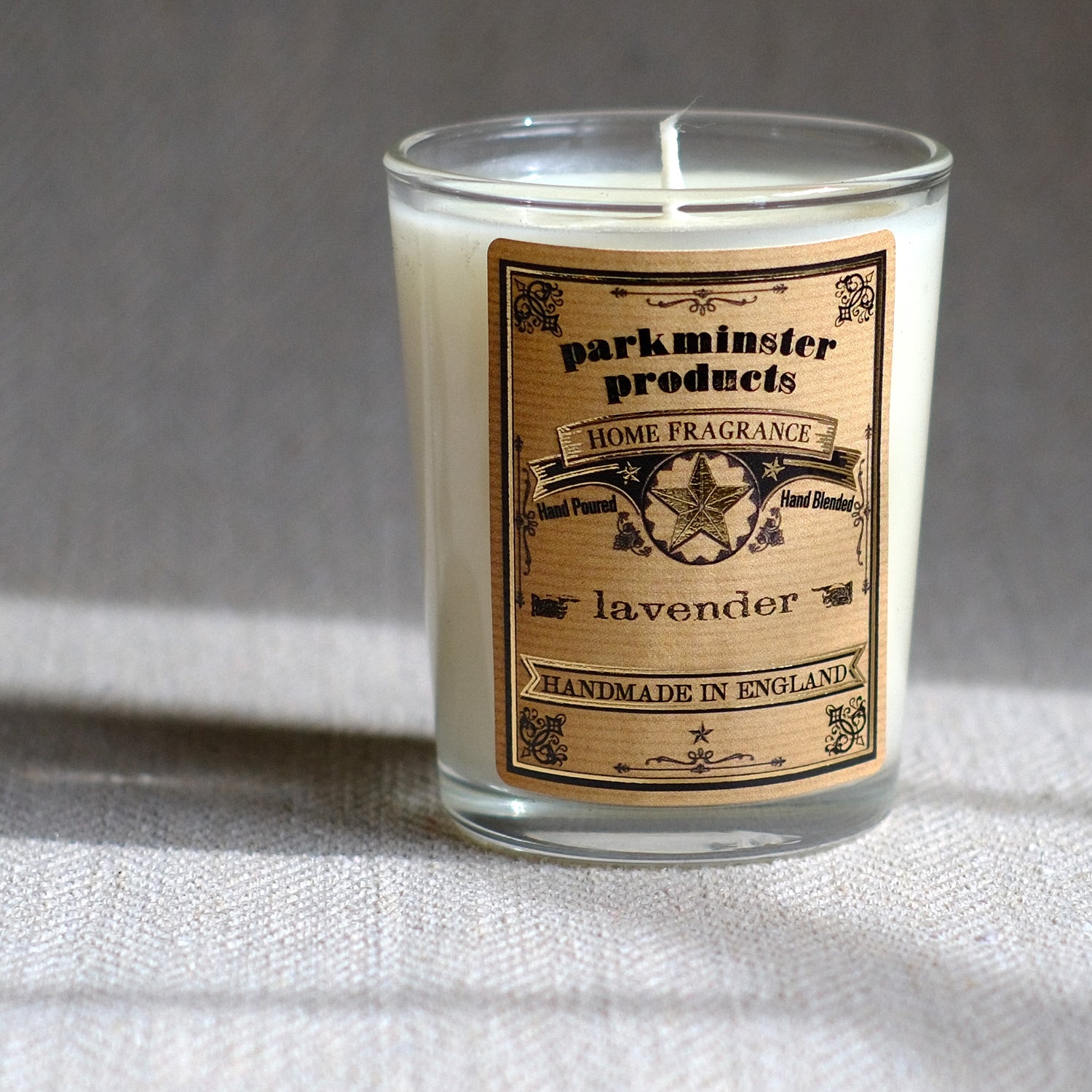 Our Lavender scented soy wax candle with floral, herbal, and woody notes. 100% essential oil based, it's perfect for calming stress and promoting relaxation - Parkminster Candles