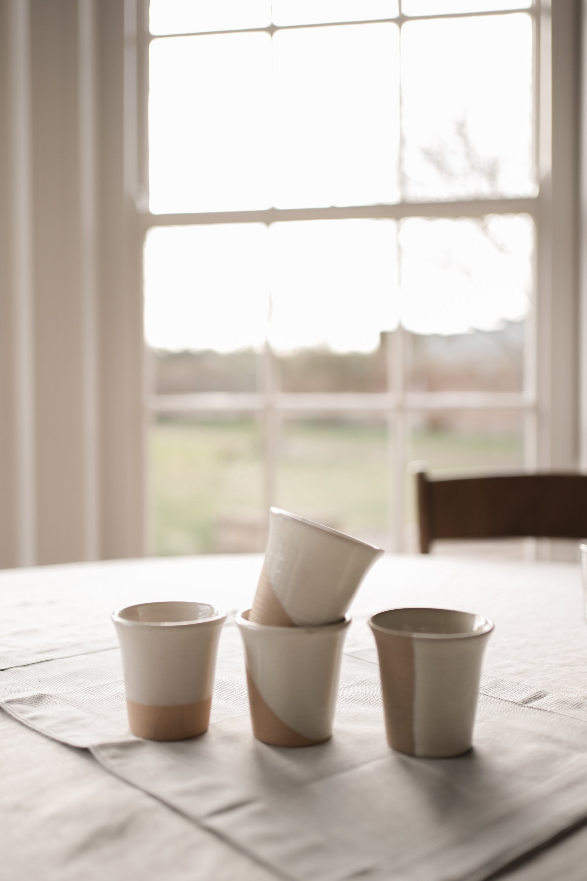 Stoneware Carafe Cup set of 4 Milk White