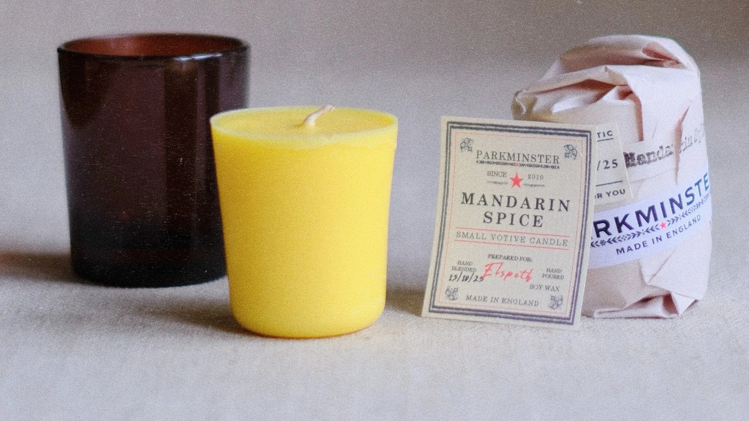a Mandarin Spice candle refill made in Cornwall by Parkminster.