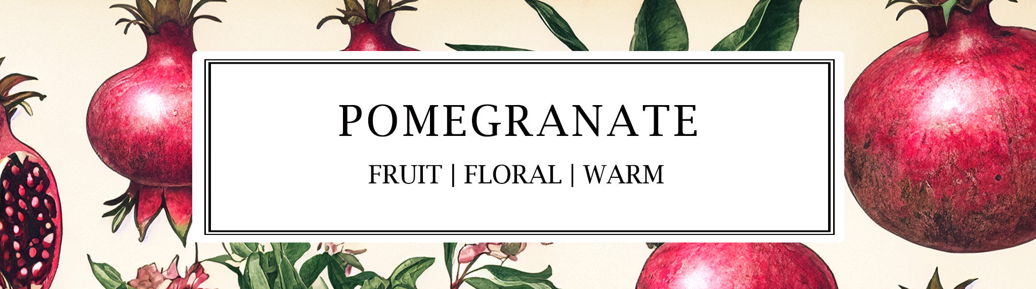 Parkminster Pomegranate botanical fragrance – a natural, fruity home fragrance inspired by Mediterranean orchards. Available in soy candles, reed diffusers & room mists.