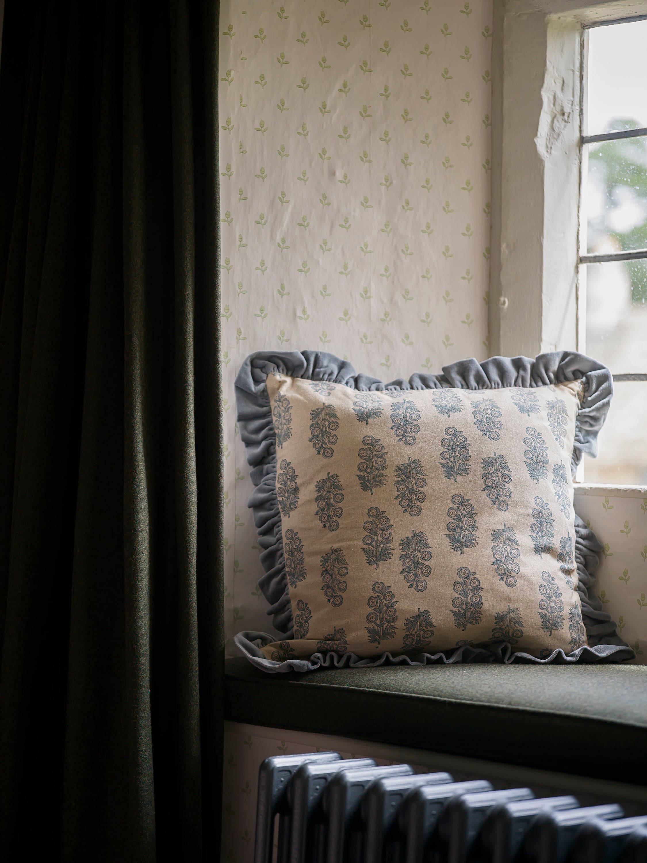 Blockprint Flower Cushion - Denim curated home decor piece by Parkminster Living