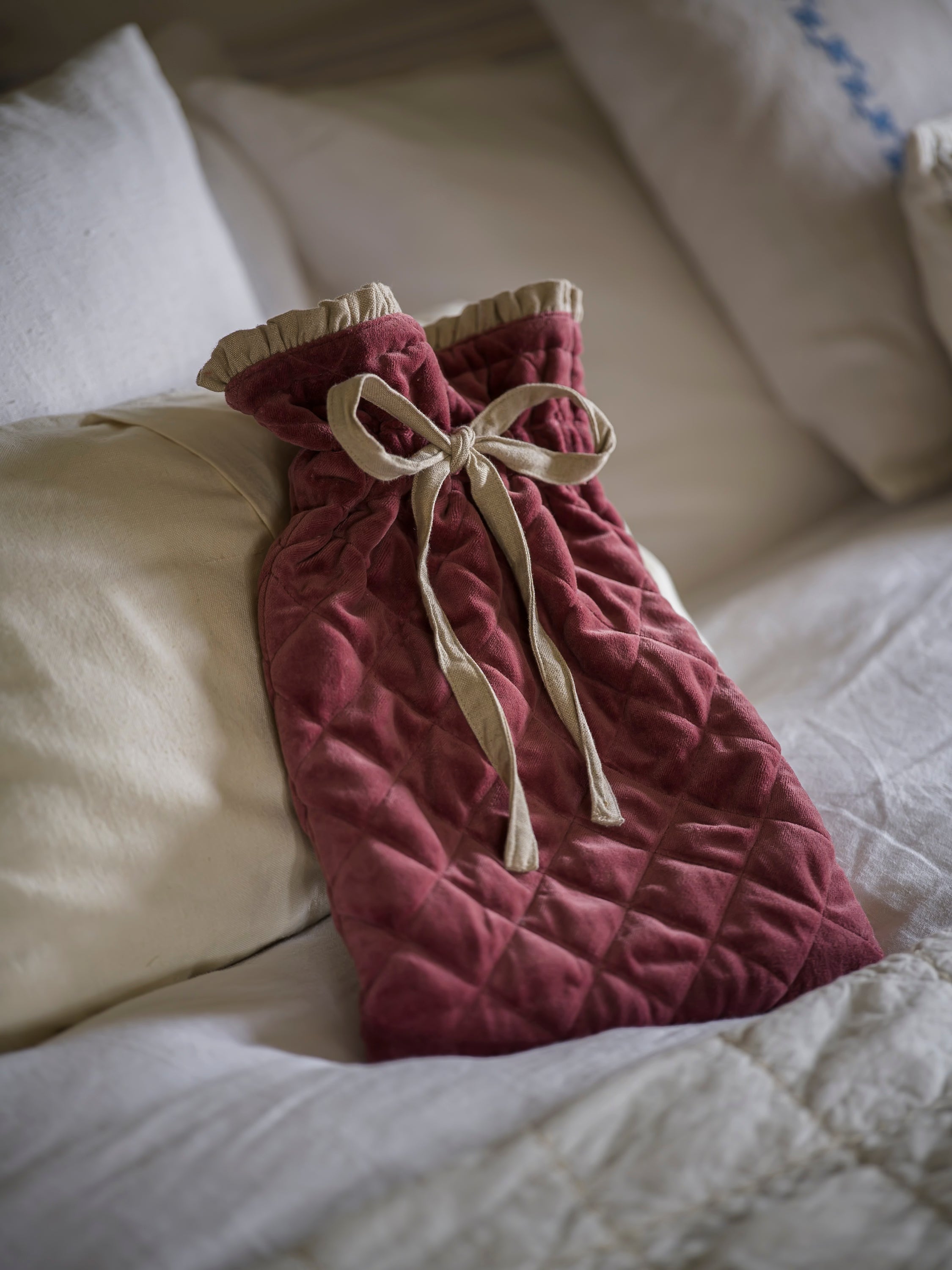 Indian Cotton Velvet & Linen Hot Water Bottle - Pomegranate curated home decor piece by Parkminster Living