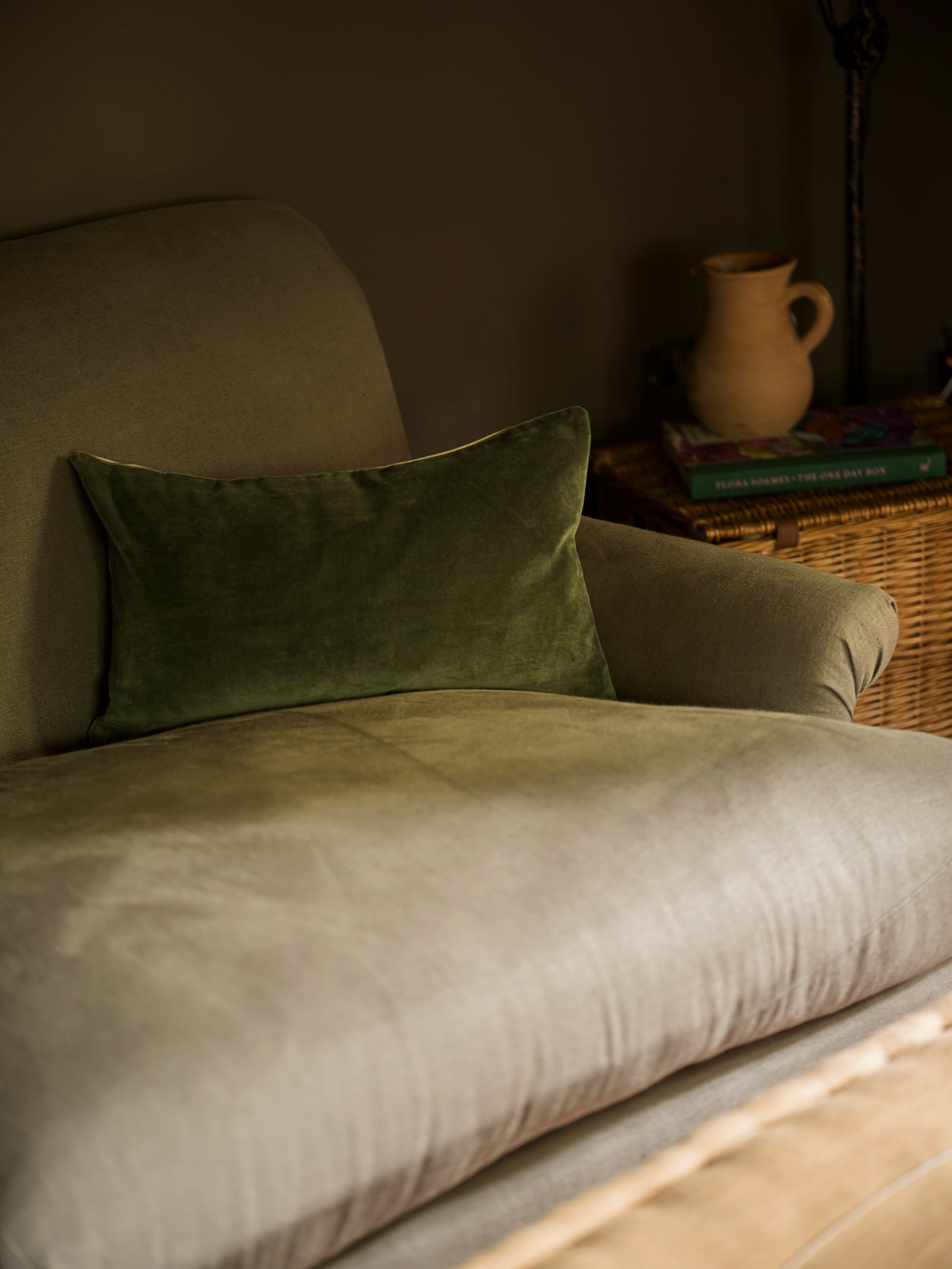 Indian Cotton Velvet Cushion - Moss curated home decor piece by Parkminster Living