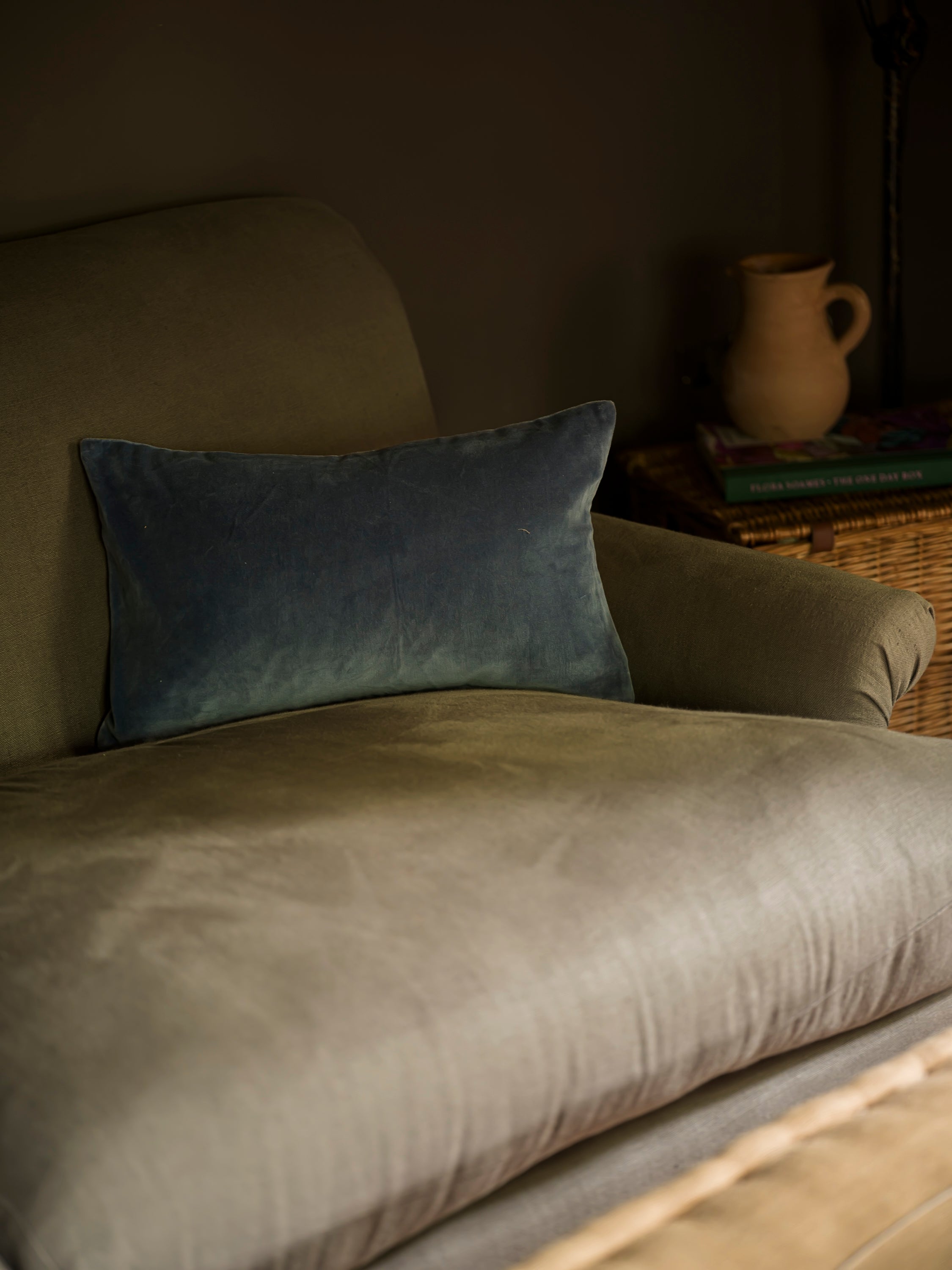 Indian Cotton Velvet Cushion - Fjord Blue curated home decor piece by Parkminster Living