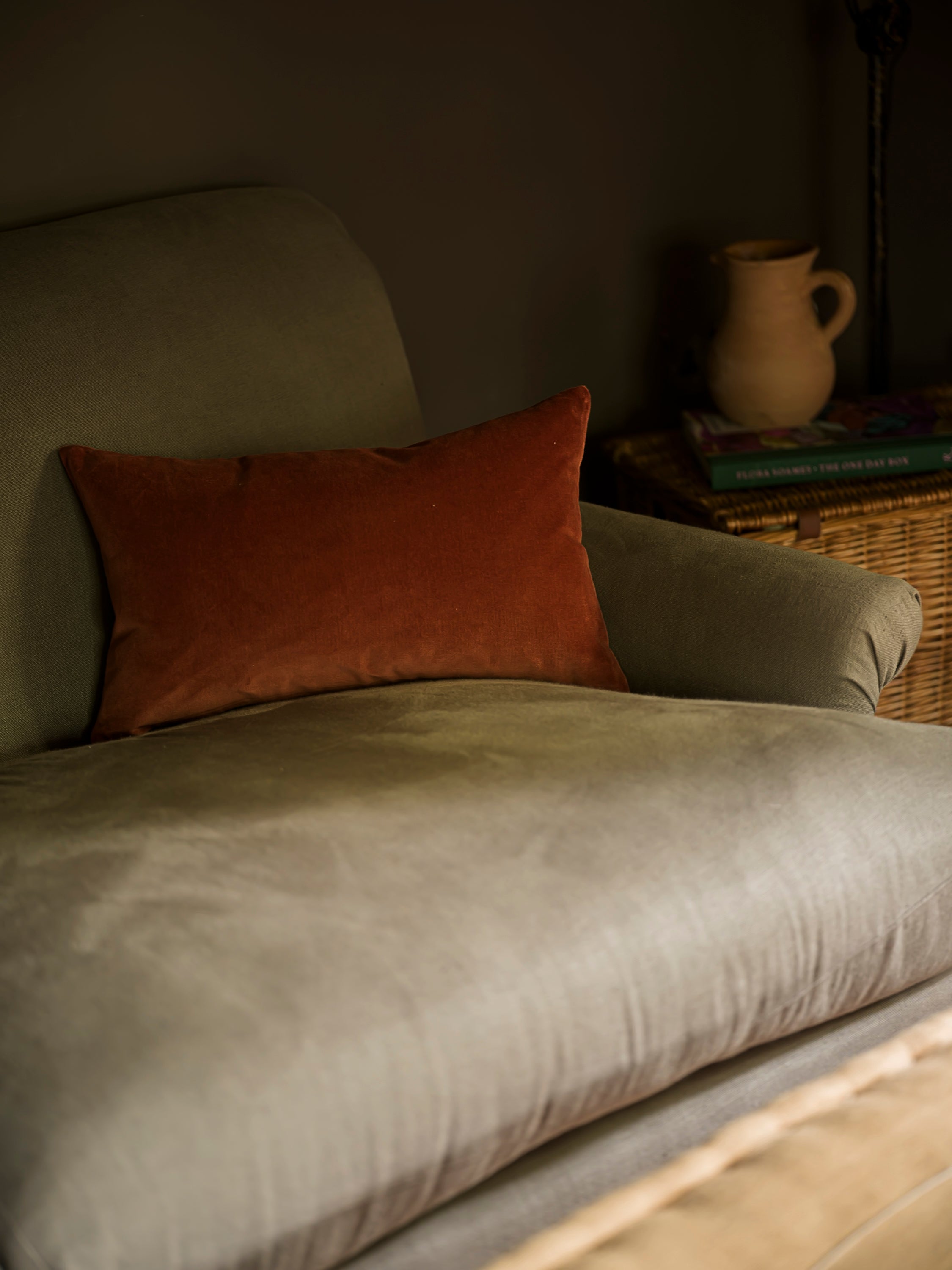 Indian Cotton Velvet Cushion - Rust curated home decor piece by Parkminster Living