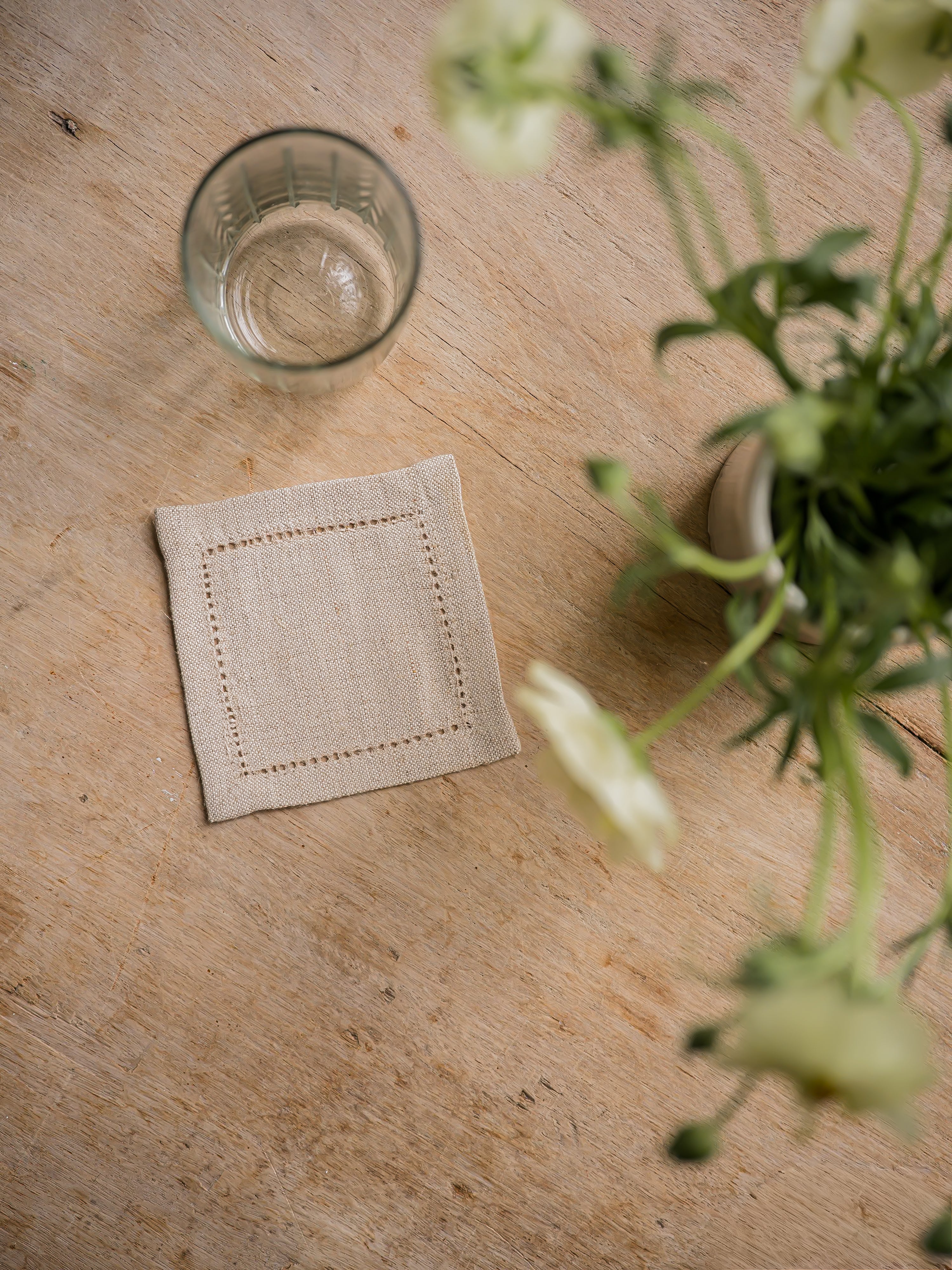 Hemstitch Coasters - Natural curated home decor piece by Parkminster Living