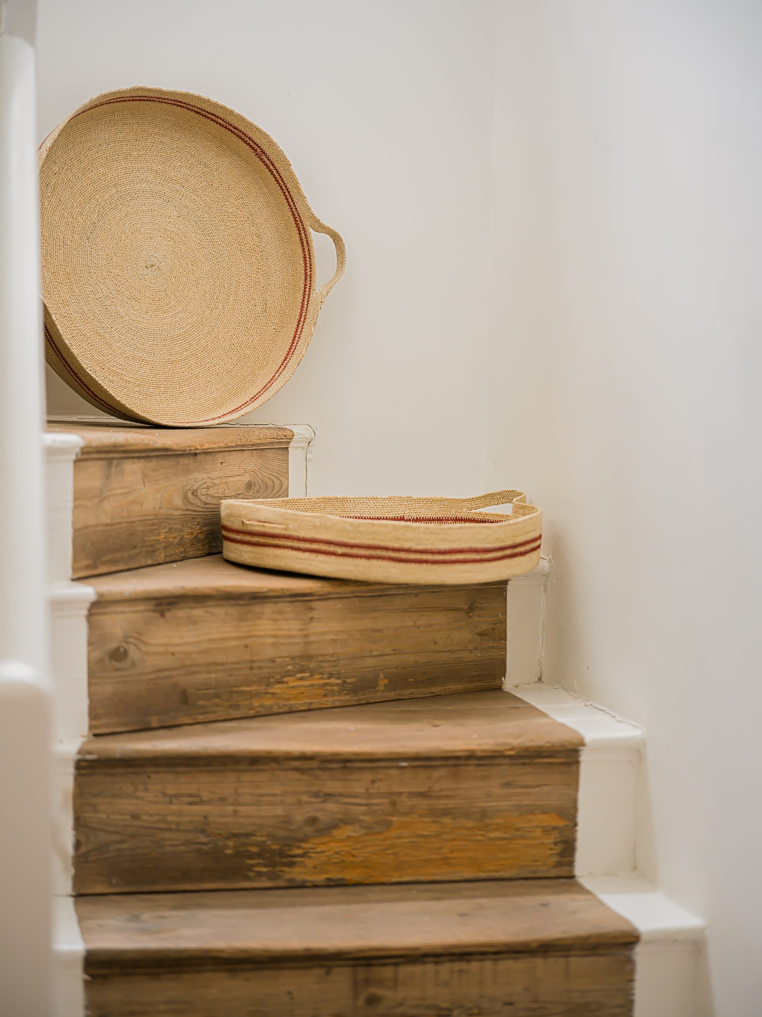 Harbour Stripe Seagrass Trays - Red curated home decor piece by Parkminster Living