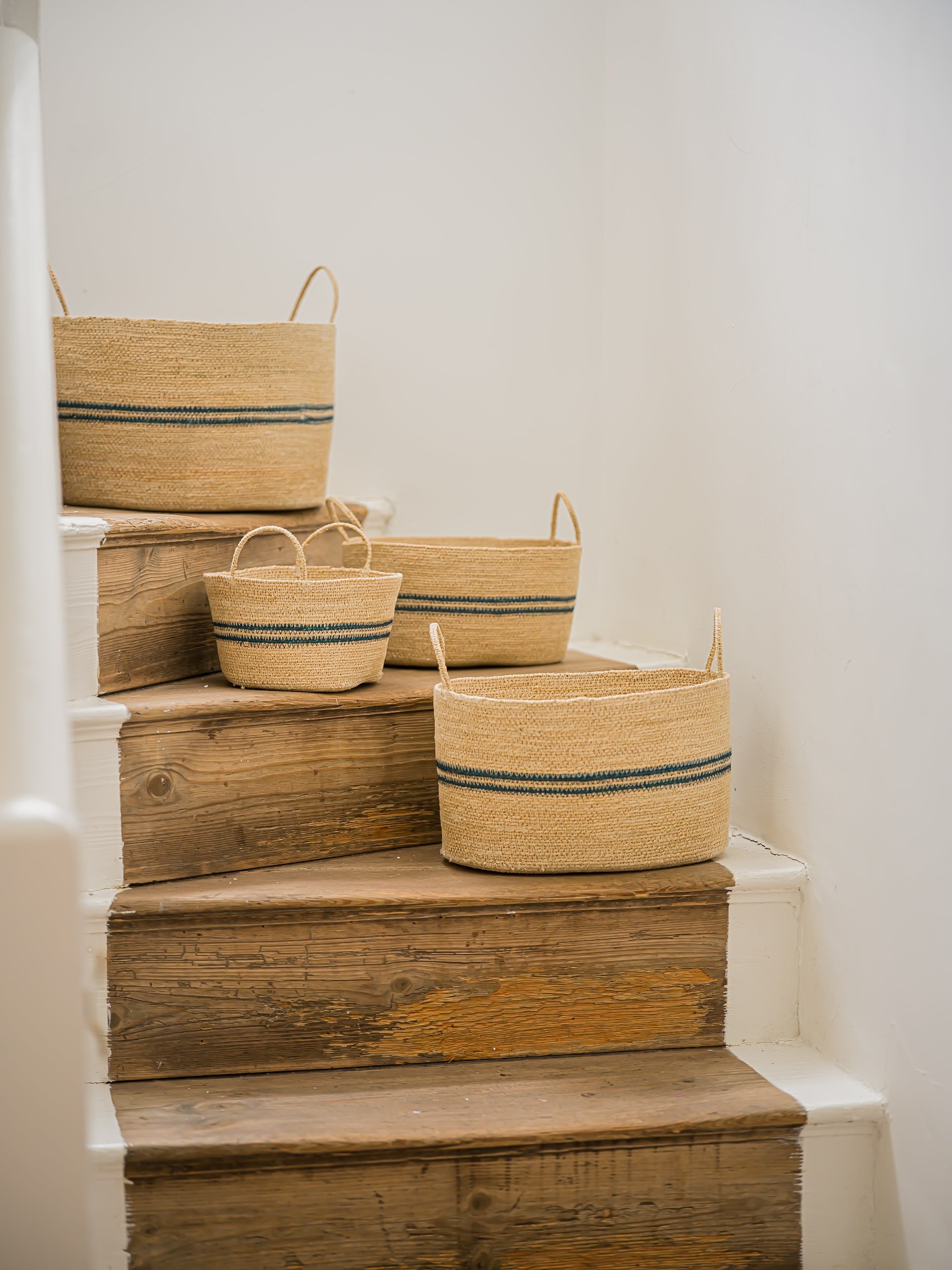 Harbour Stripe Seagrass Oval Baskets - Navy curated home decor piece by Parkminster Living