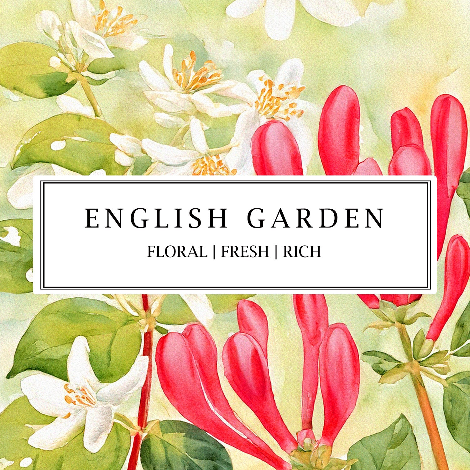 English Garden scented soy wax candles and reed diffusers by Parkminster, made with natural, plant-based ingredients to bring a rich, floral scent to your home.