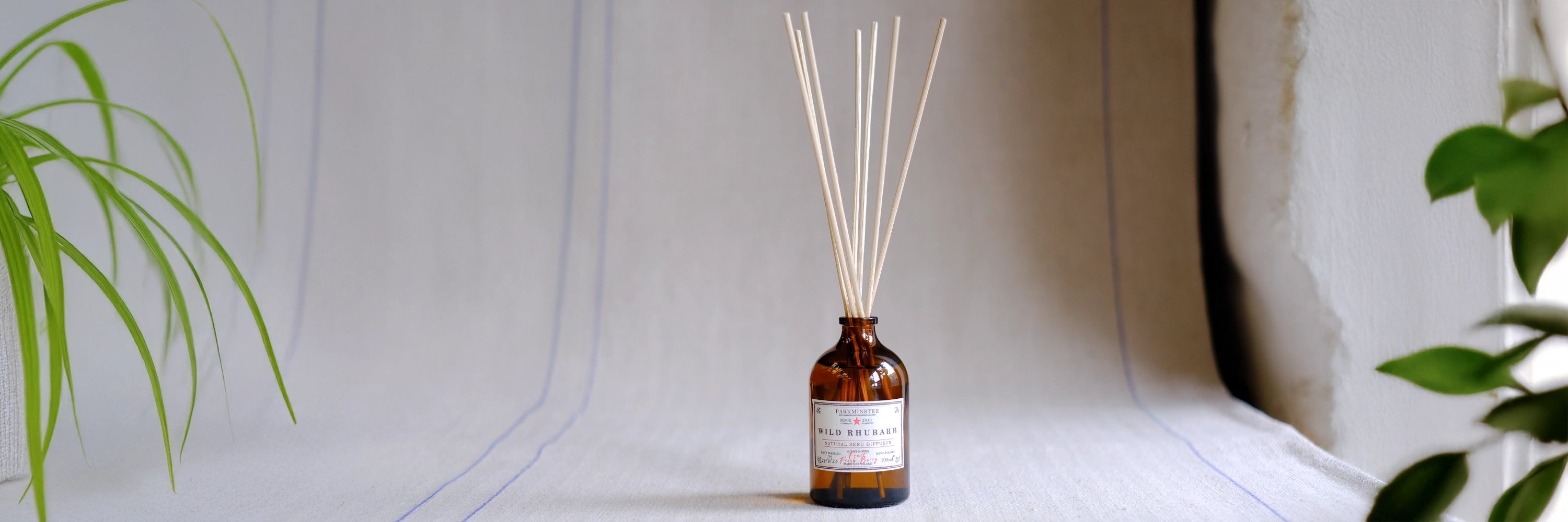 Parkminster 100ml amber glass reed diffusers – natural, plant-based home fragrance hand-blended and made to order in Cornwall