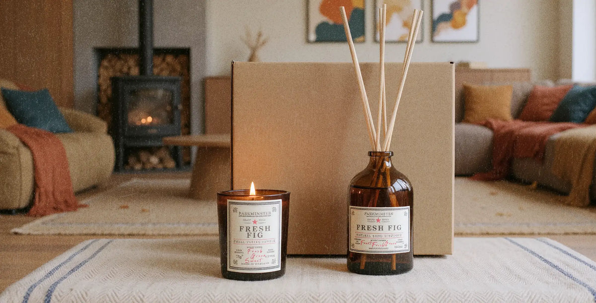 Parkminster candle gift sets and Christmas candles with seasonal autumn fragrances and beautifully presented home fragrance bundles.