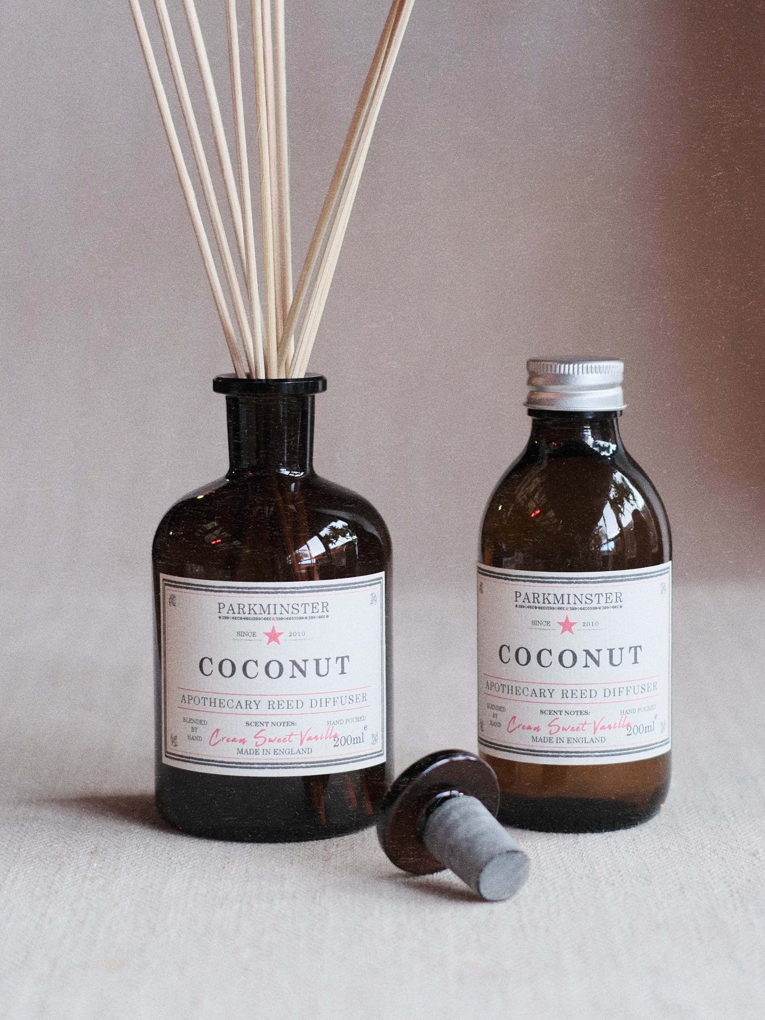 Parkminster Coconut Apothecary Reed Diffuser – hand-poured in Cornwall with a natural, creamy coconut fragrance, made especially for you.
