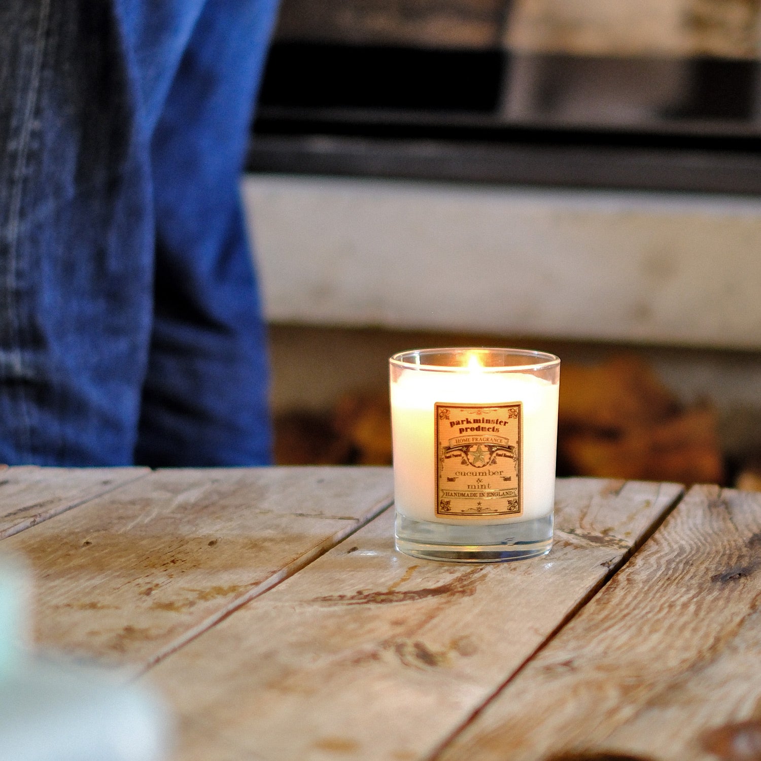 Parkminster's handcrafted large votive soy wax candles in exclusive cucumber & mint fragrance, made in our Cornish workshop by skilled craftspeople