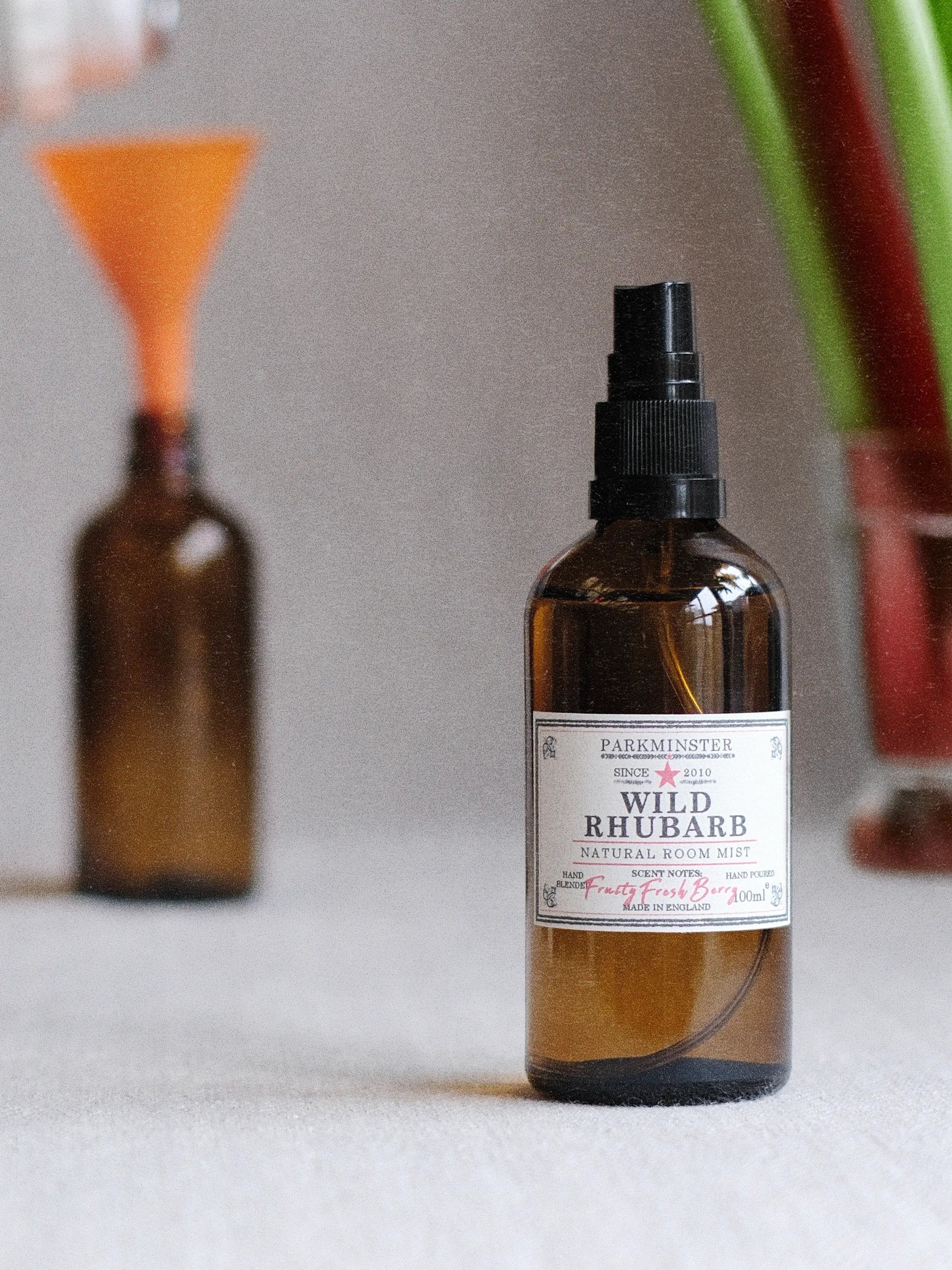 a Parkminster best selling Wild Rhubarb Room Spray a natural botanical room mist with fresh rhubarb fragrance