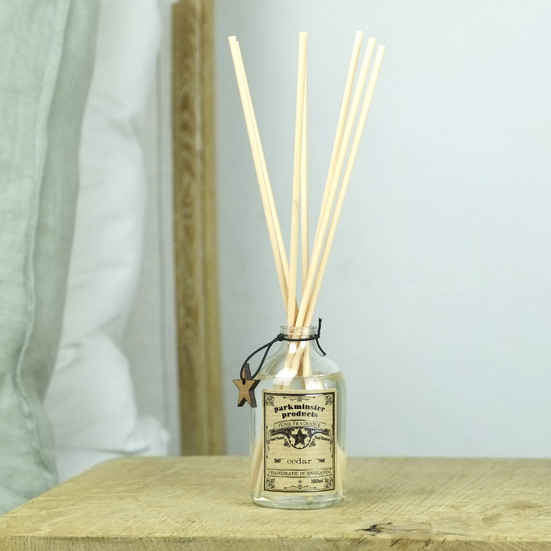 Parkminster Cedar scented Reed Diffuser 100ml 3.3fl oz Hand Blended and Hand Poured in Cornwall Sussex
