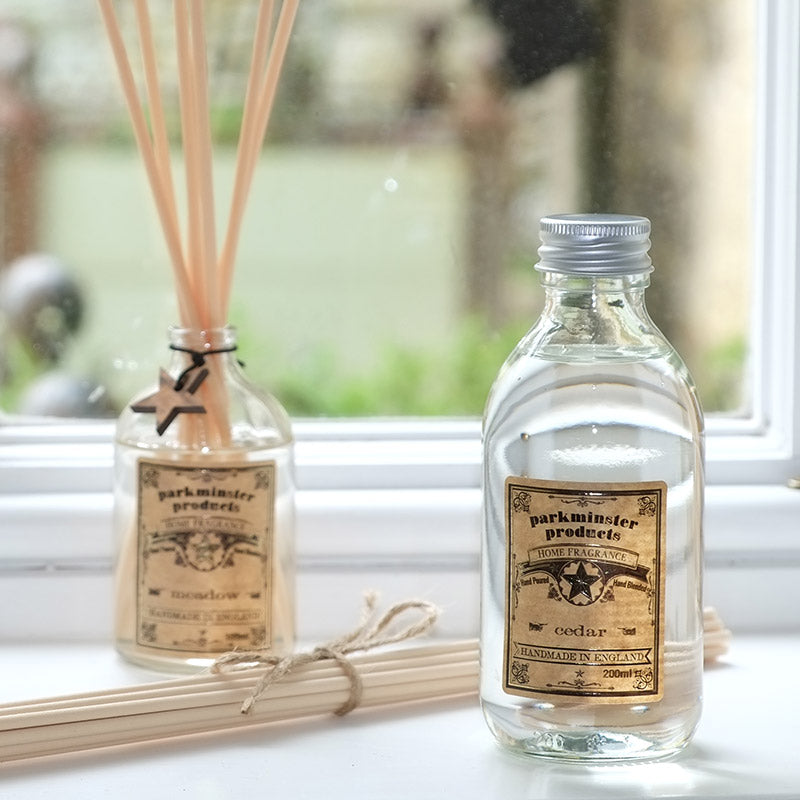 Cedar scented Reed Diffuser Refill 200ml 6.6fl oz By Parkminster Home Fragrance Company Cornwall
