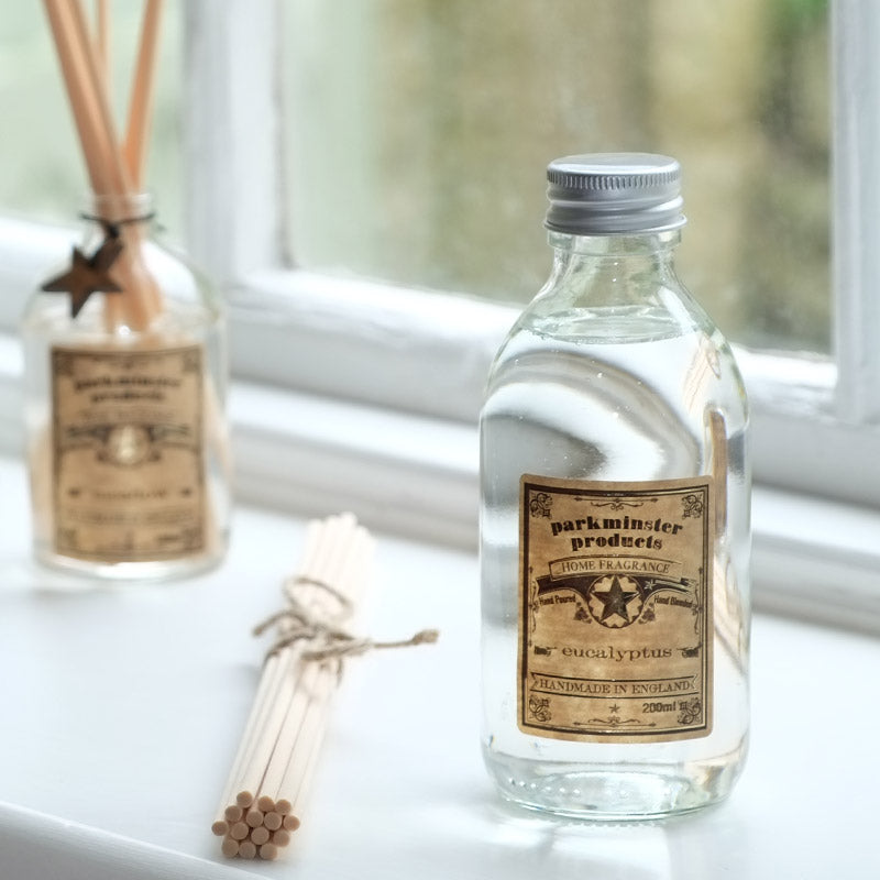 Eucalyptus scented Reed Diffuser Refill 200ml 6.6fl oz By Parkminster Home Fragrance Company Cornwall