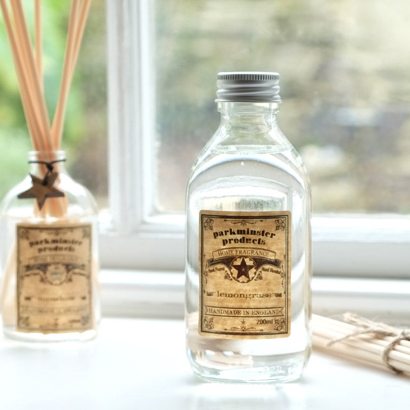 Lemongrass scented Reed Diffuser Refill 200ml 6.6fl oz By Parkminster Home Fragrance Company Cornwall
