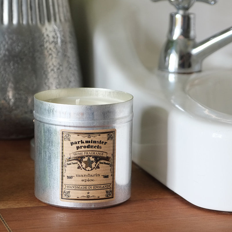 Mandarin Spice - Christmas Scented Tin Candle by Parkminster - 350g 12oz - Beautiful Scents in a stylish aluminium tin which is perfect for reuse or recycling