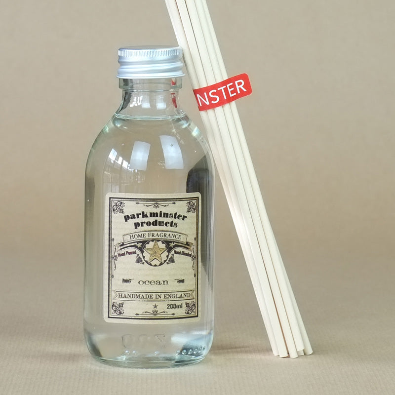 Ocean Fragrance Reed Diffuser Refill 200ml plus 14 Replacement Reeds - Parkminster Home Fragrance Company - Made in Cornwall & Sussex
