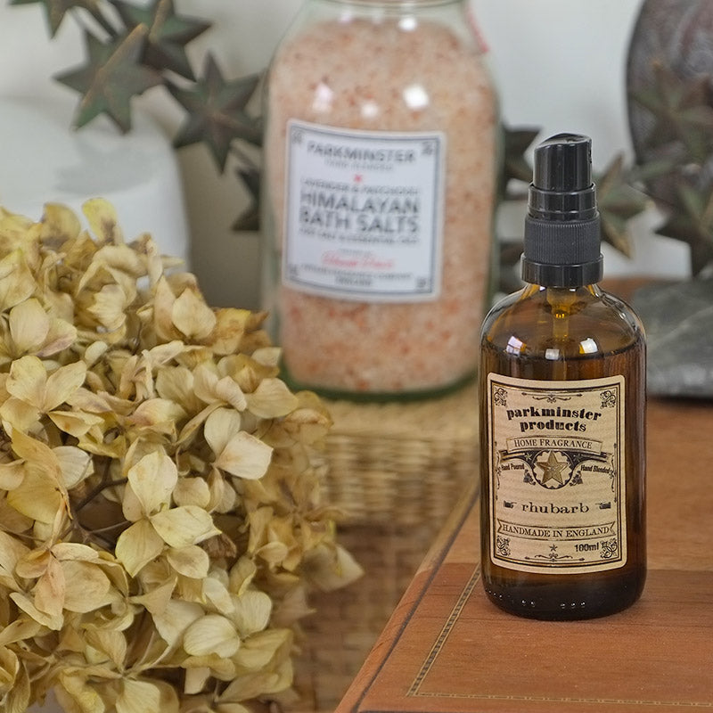 Rhubarb - Room Spray - 100ml / 3.3 fl oz ℮ - Parkminster Products - Beautifully Scented Candles & Reed Diffusers for the Home. A Parkminster room spray instantly creates a fragranced atmosphere in any room. Just a quick spritz of our richly fragrant room sprays will enhance the room & enliven your mood.