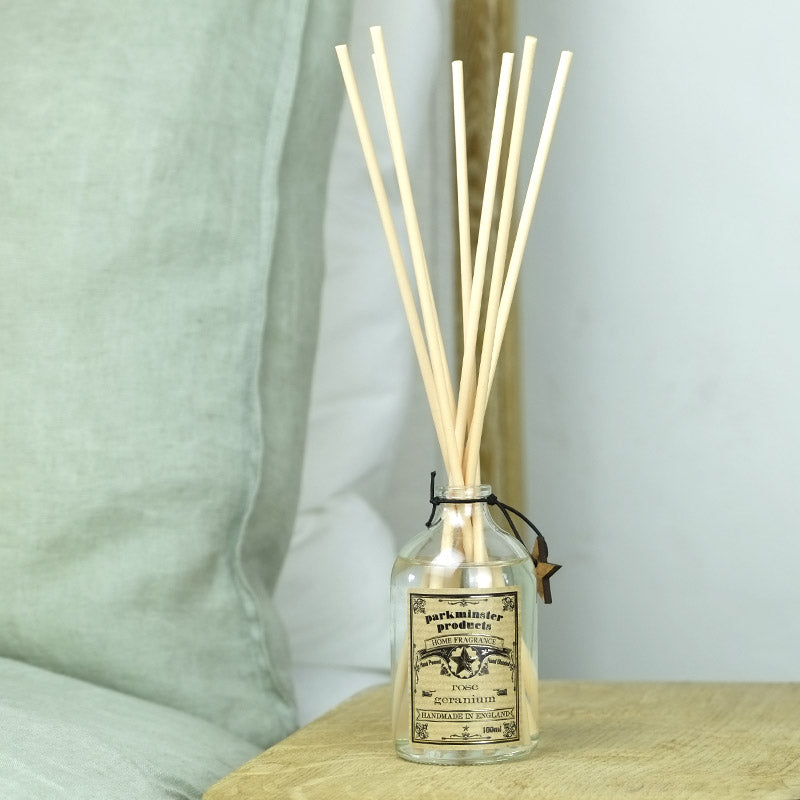 Rose Geranium scented Reed Diffuser 100ml 3.3fl oz Hand Blended and Hand Poured in Cornwall Sussex by Parkminster