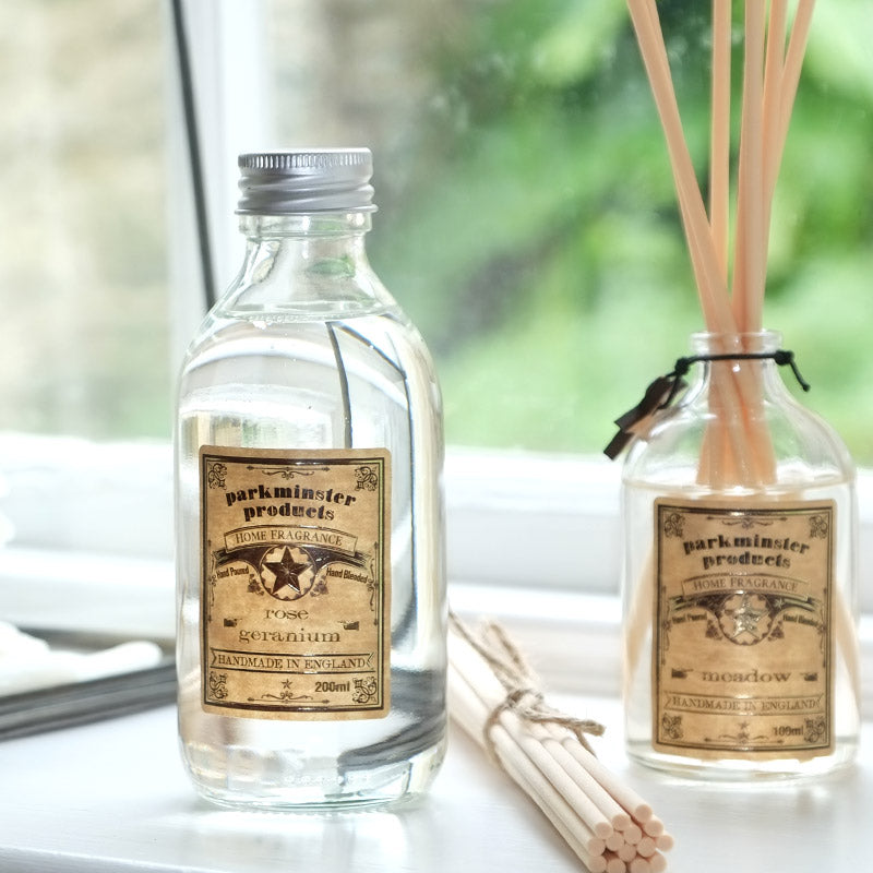 Rose Geranium scented Reed Diffuser Refill 200ml 6.6fl oz By Parkminster Home Fragrance Company Cornwall