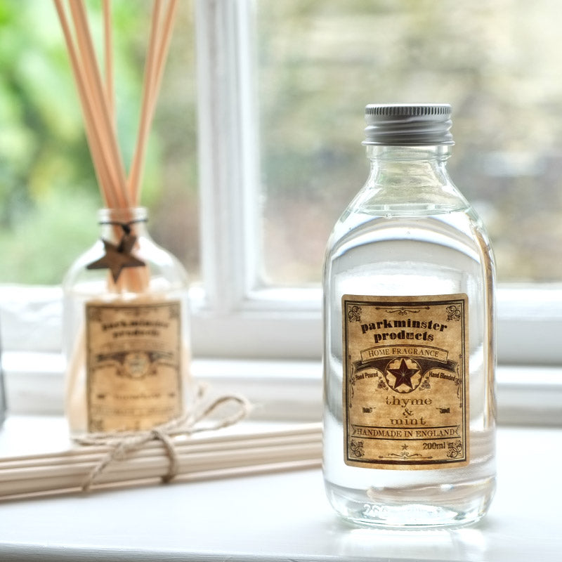 Thyme & Mint scented Reed Diffuser Refill 200ml 6.6fl oz By Parkminster Home Fragrance Company Cornwall