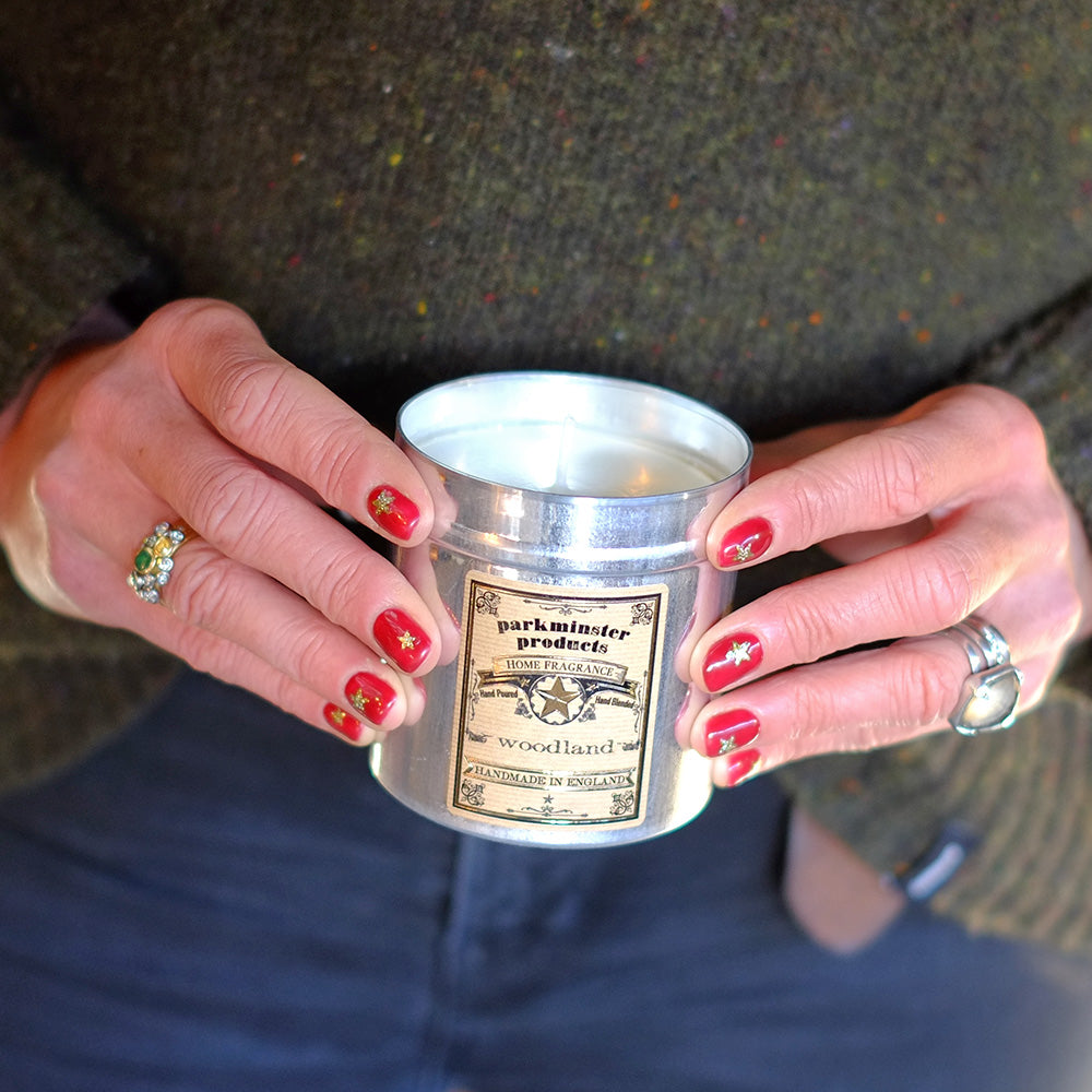 Woodland Scented Tin Candle by Parkminster - 350g 12oz - Beautiful Scents in a stylish aluminium tin which is perfect for reuse or recycling