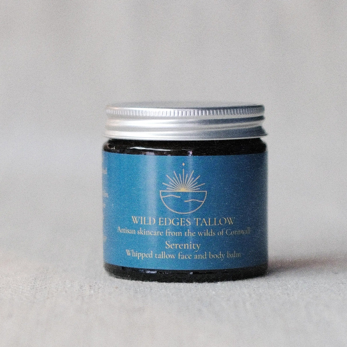 Wild Edges Tallow Face & Body Balm in a stylish jar, natural Cornish skincare, grass-fed tallow and botanical oils