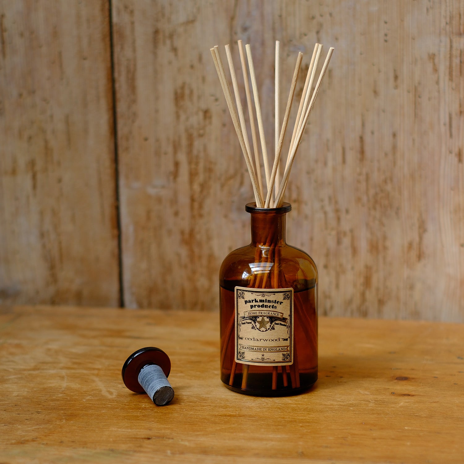 Discover the Parkminster Cedarwood Reed Diffuser, a 200ml fragrance diffuser from the Apothecary Collection made in Cornwall