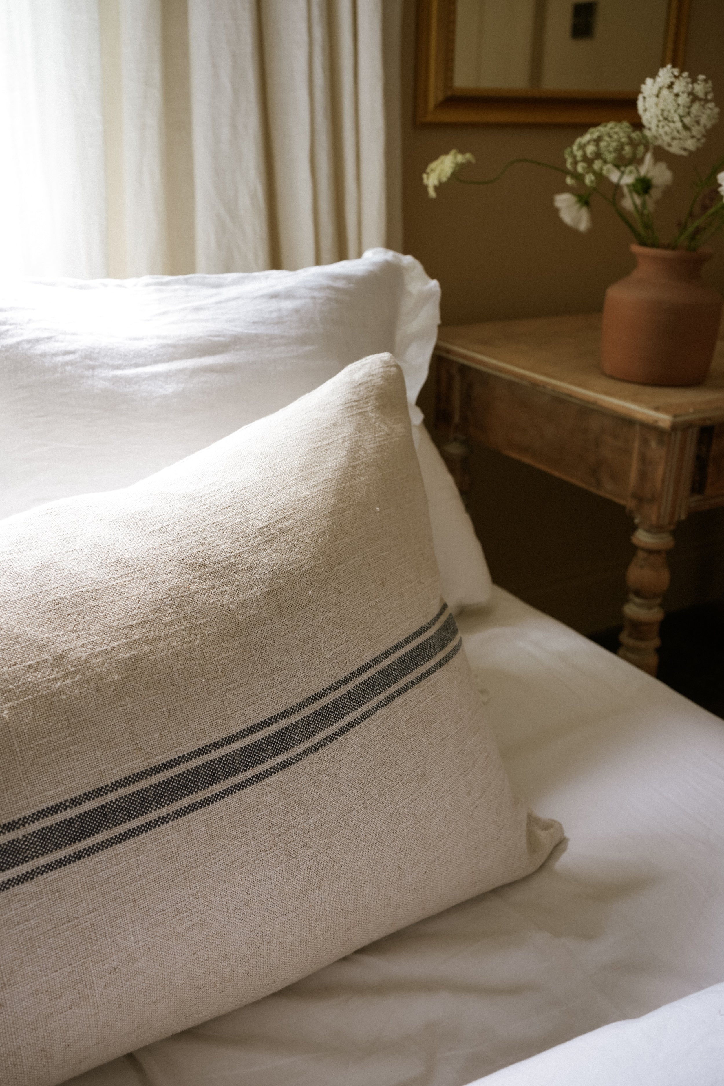 The Rustic Stripe Ruffle Cushion 30x50 - Sage home decor piece curated by Parkminster Living