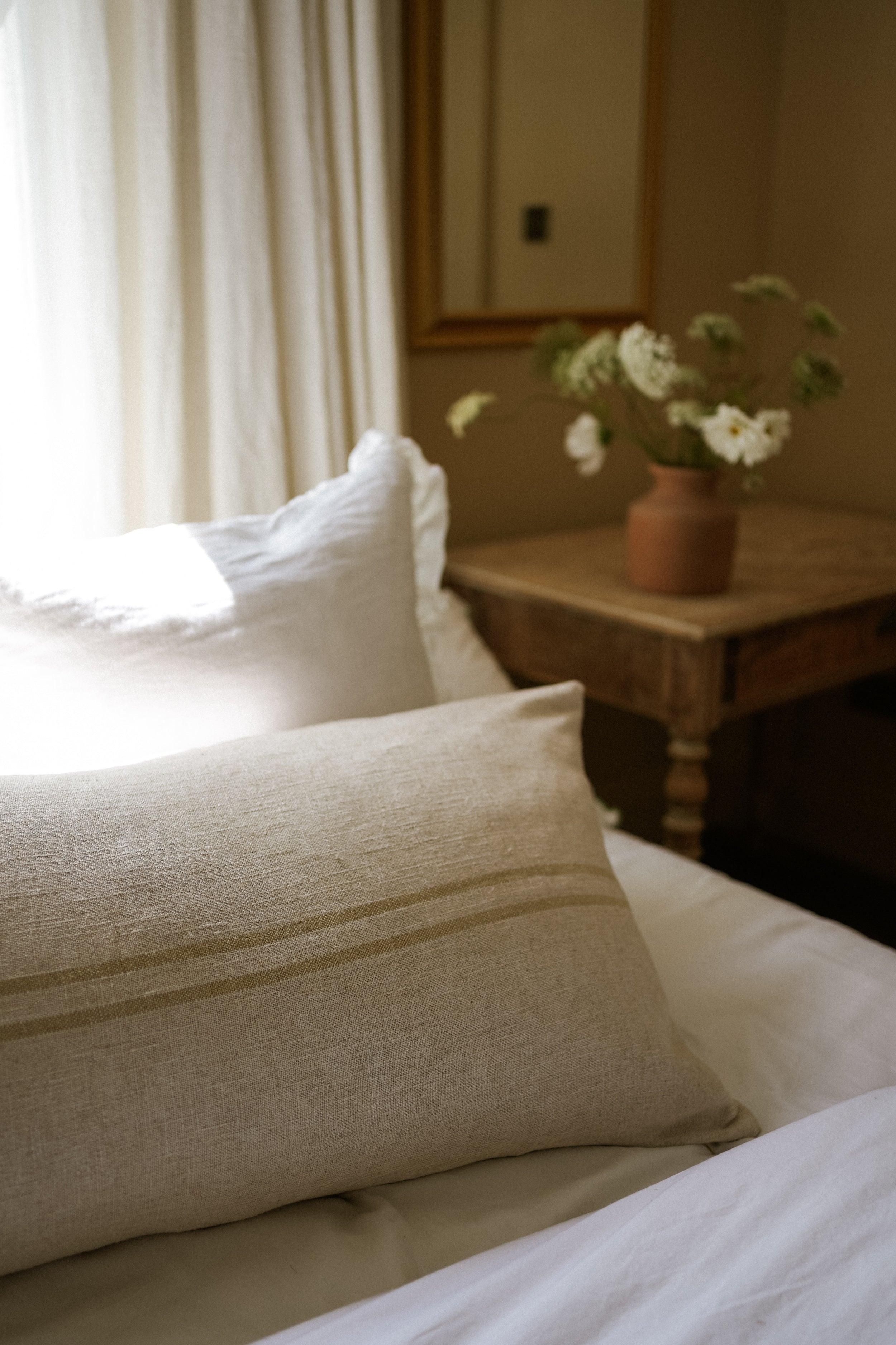 The Rustic Stripe Ruffle Cushion 45x45 - Denim home decor piece curated by Parkminster Living