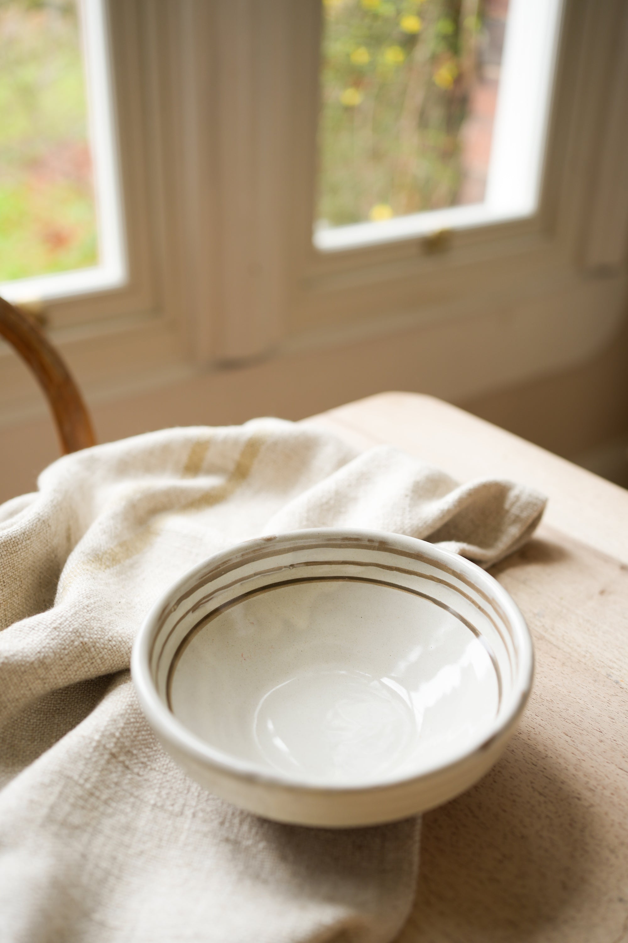 Hand Painted Breton Stripe Snack Bowl - Taupe curated home decor piece by Parkminster Living