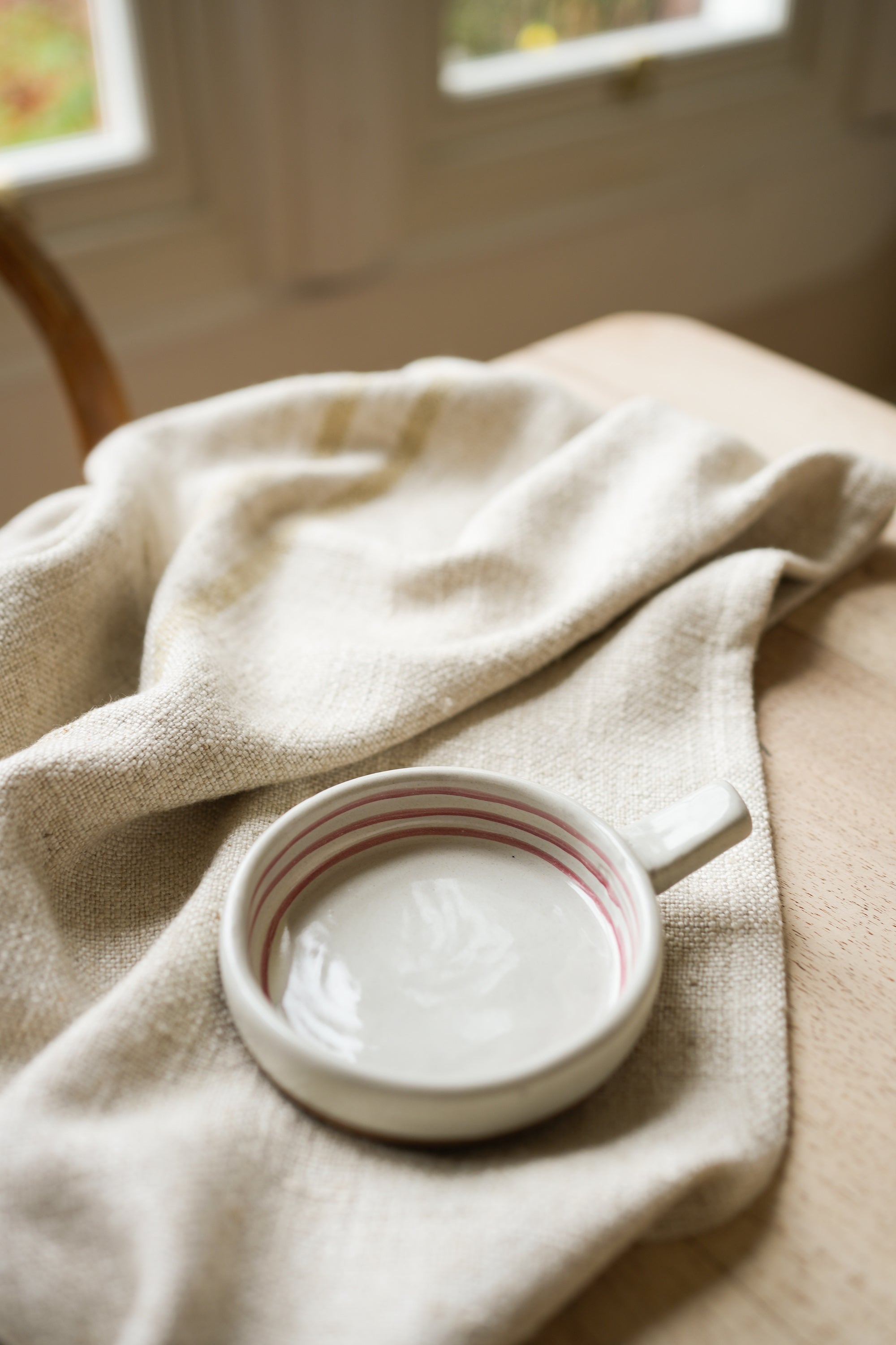 Hand Painted Breton Stripe Olive Dish- Brick curated home decor piece by Parkminster Living