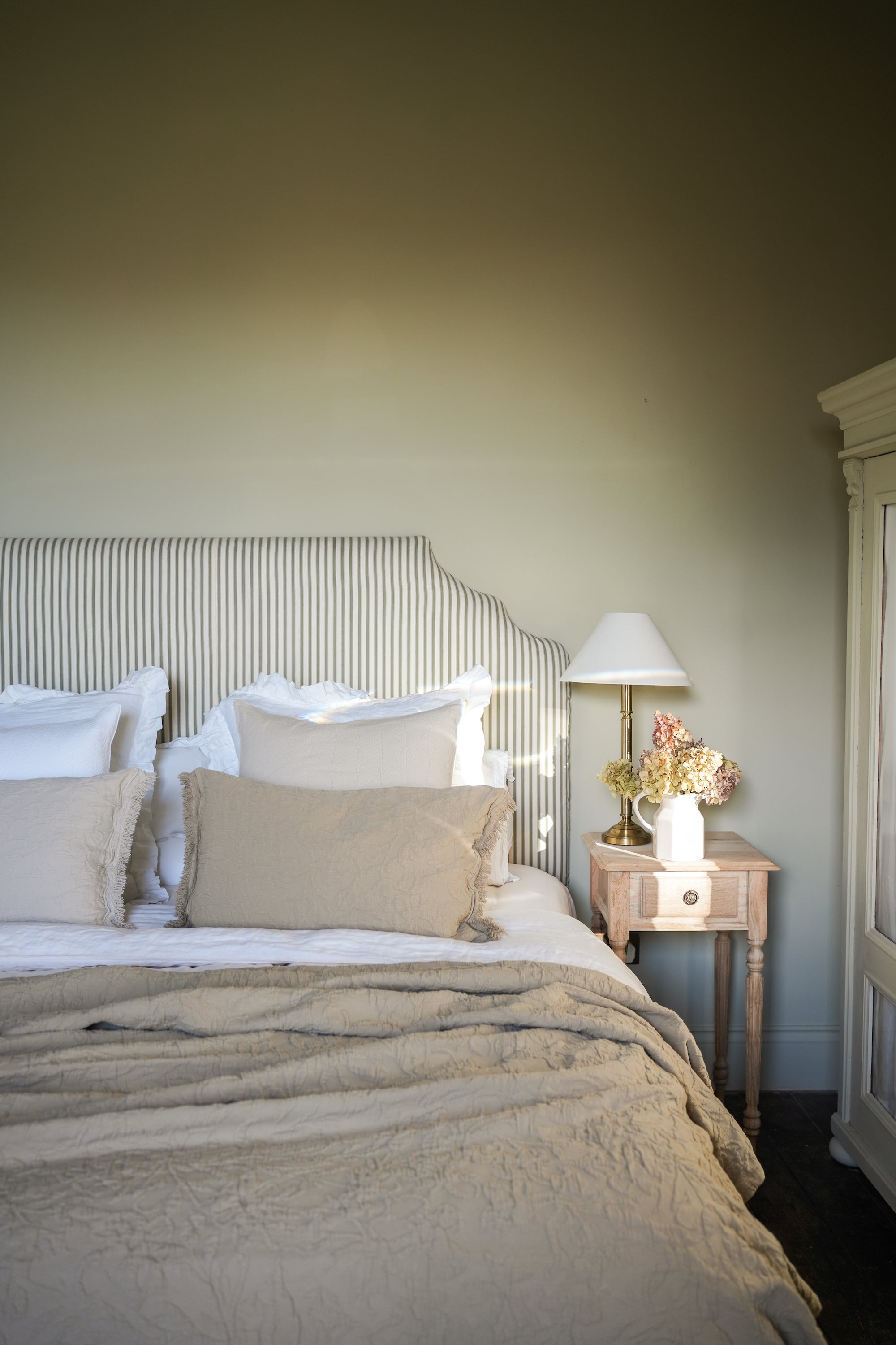 The Chatsworth Bedspread - Faded Olive 220 x 230cm curated home decor piece by Parkminster Living