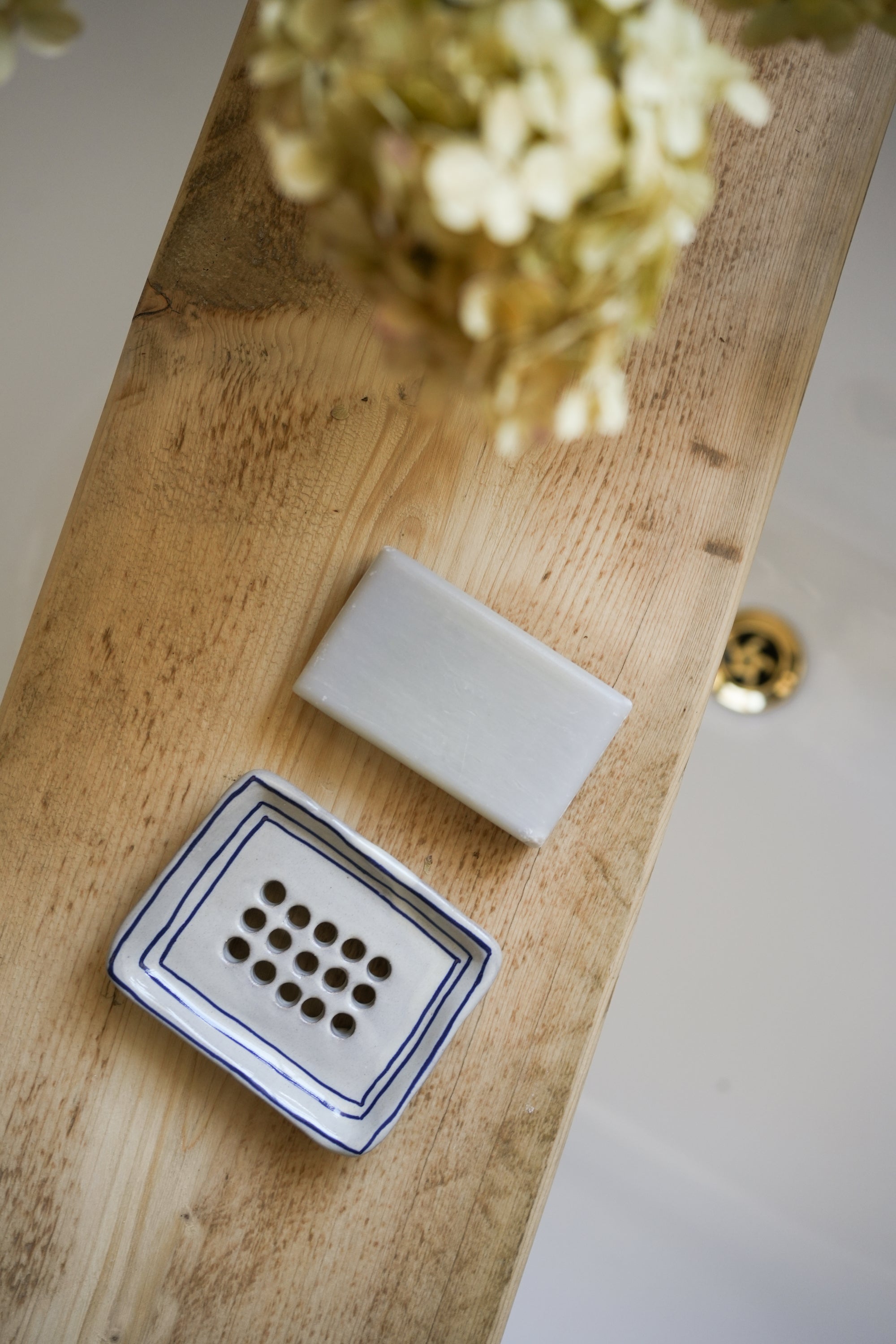Hand Painted Breton Stripe Soap Dish - Ink curated home decor piece by Parkminster Living