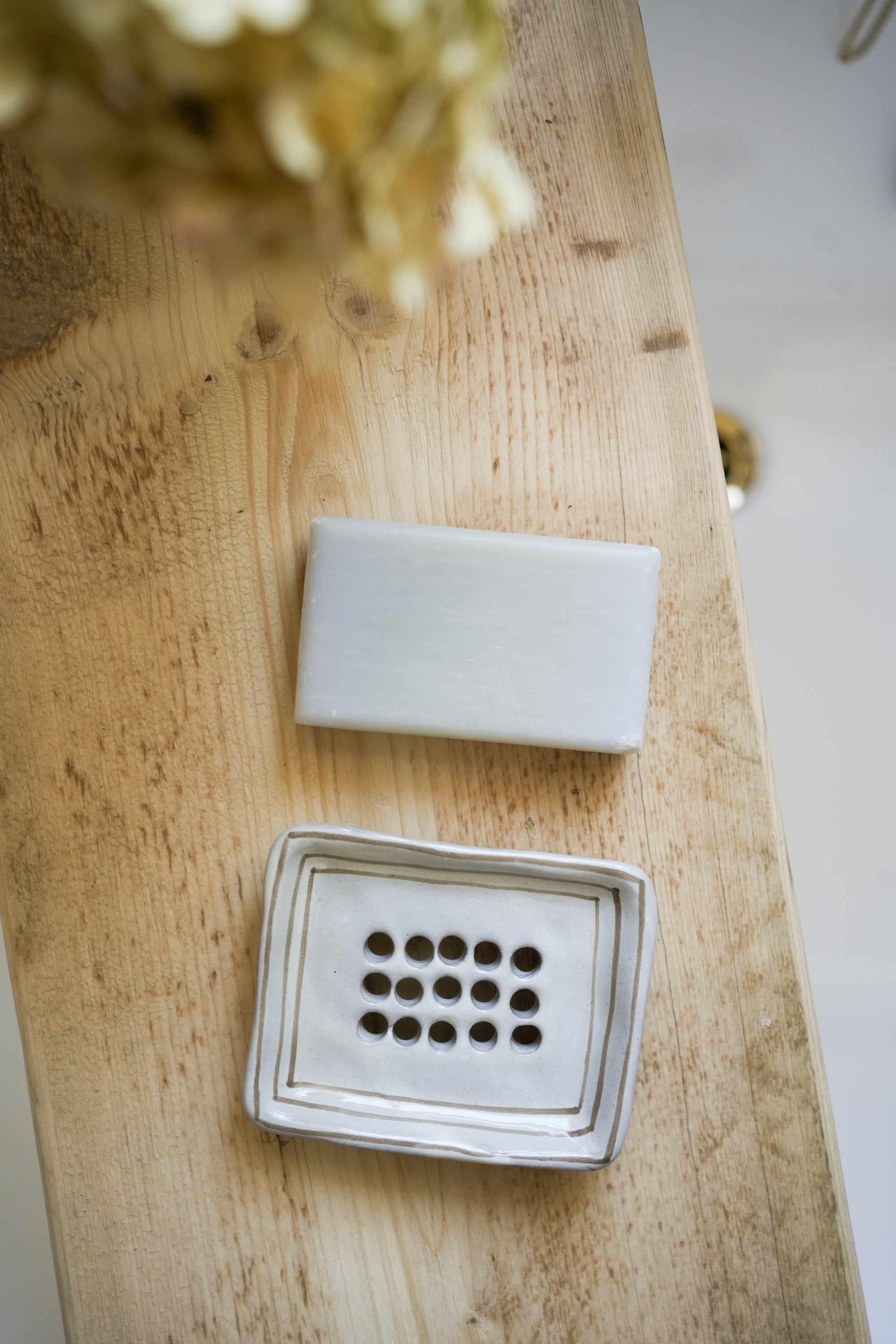 Hand Painted Breton Stripe Soap Dish - Taupe curated home decor piece by Parkminster Living