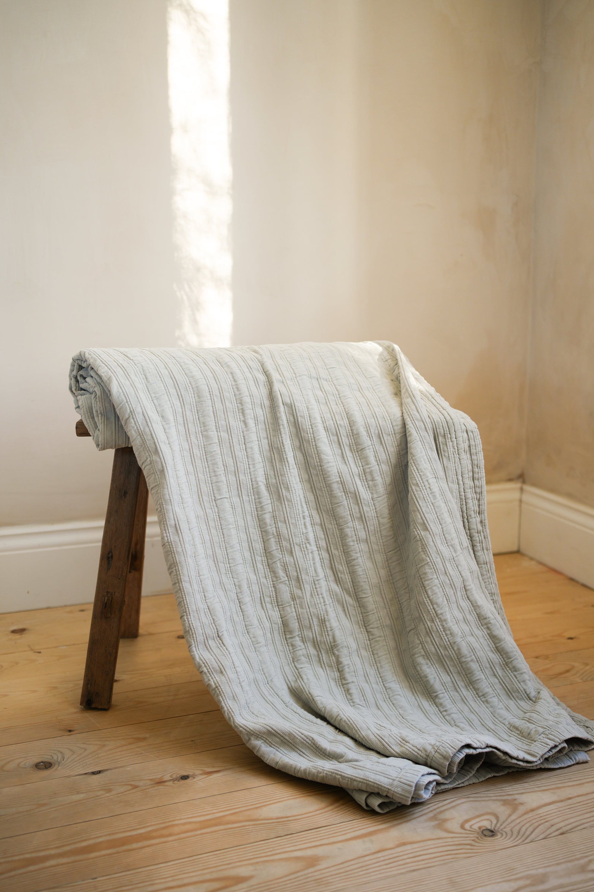 The Somerset Stripe Matelasse Bedspread 220x230 Seafoam curated home decor piece by Parkminster Living