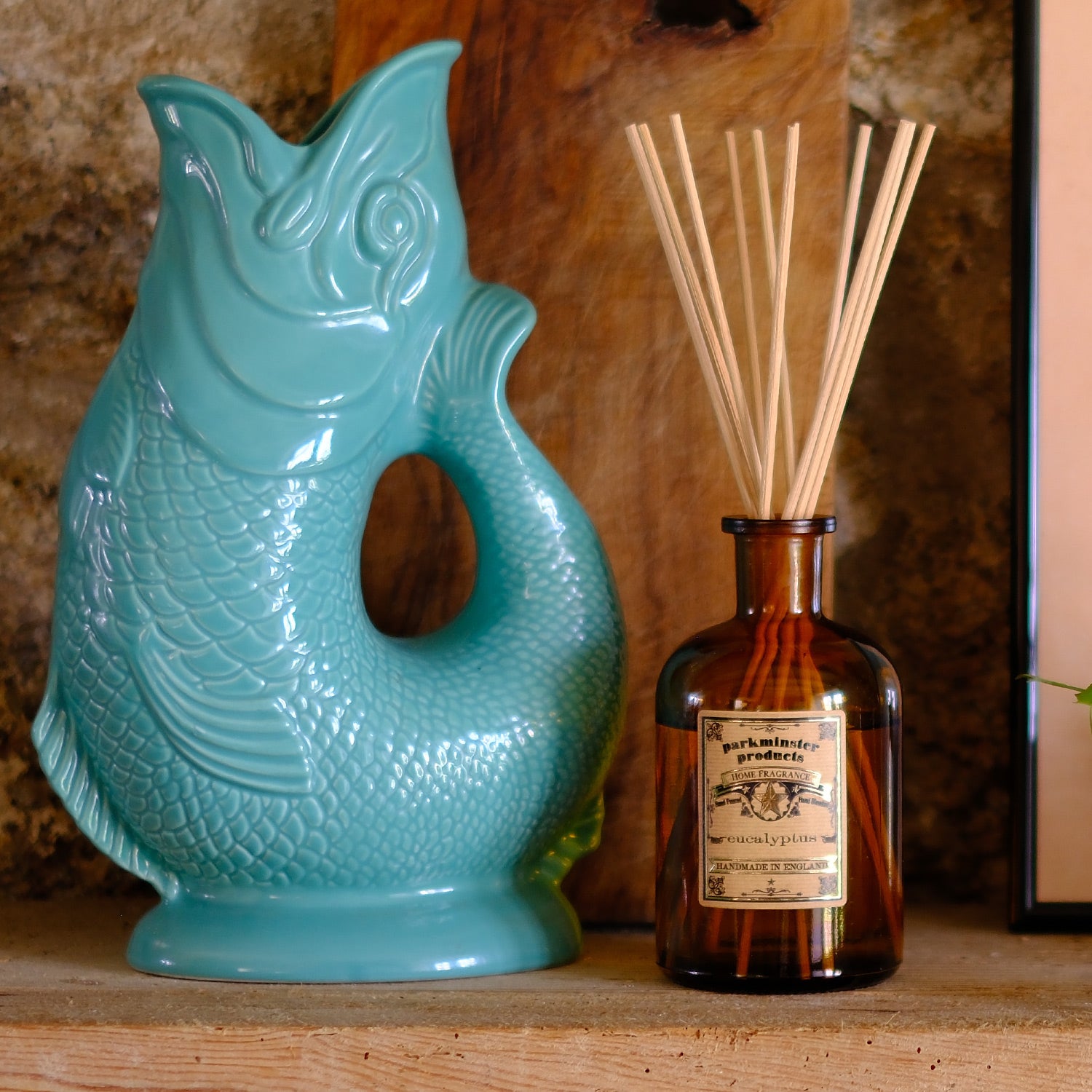 Parkminster Home Fragrance Eucalyptus Reed Diffuser, 200ml bottle with 100% essential oil, offering a refreshing aroma, handcrafted in Cornwall, Apothecary Collection
